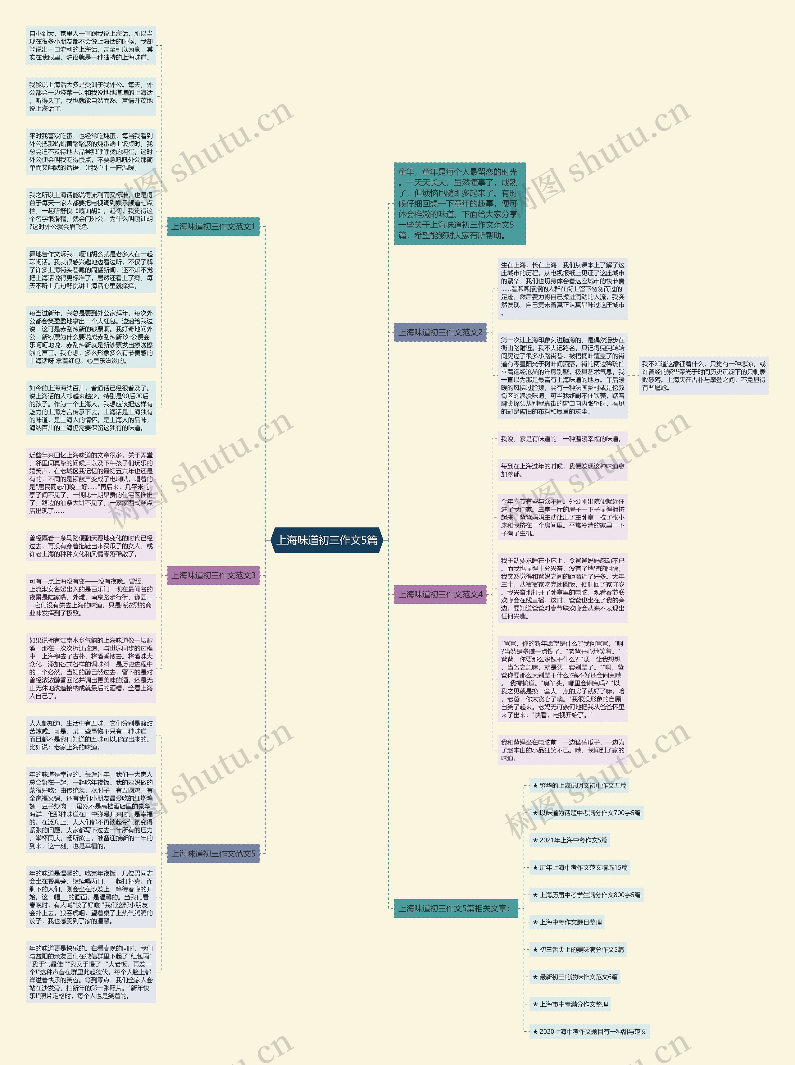 上海味道初三作文5篇思维导图