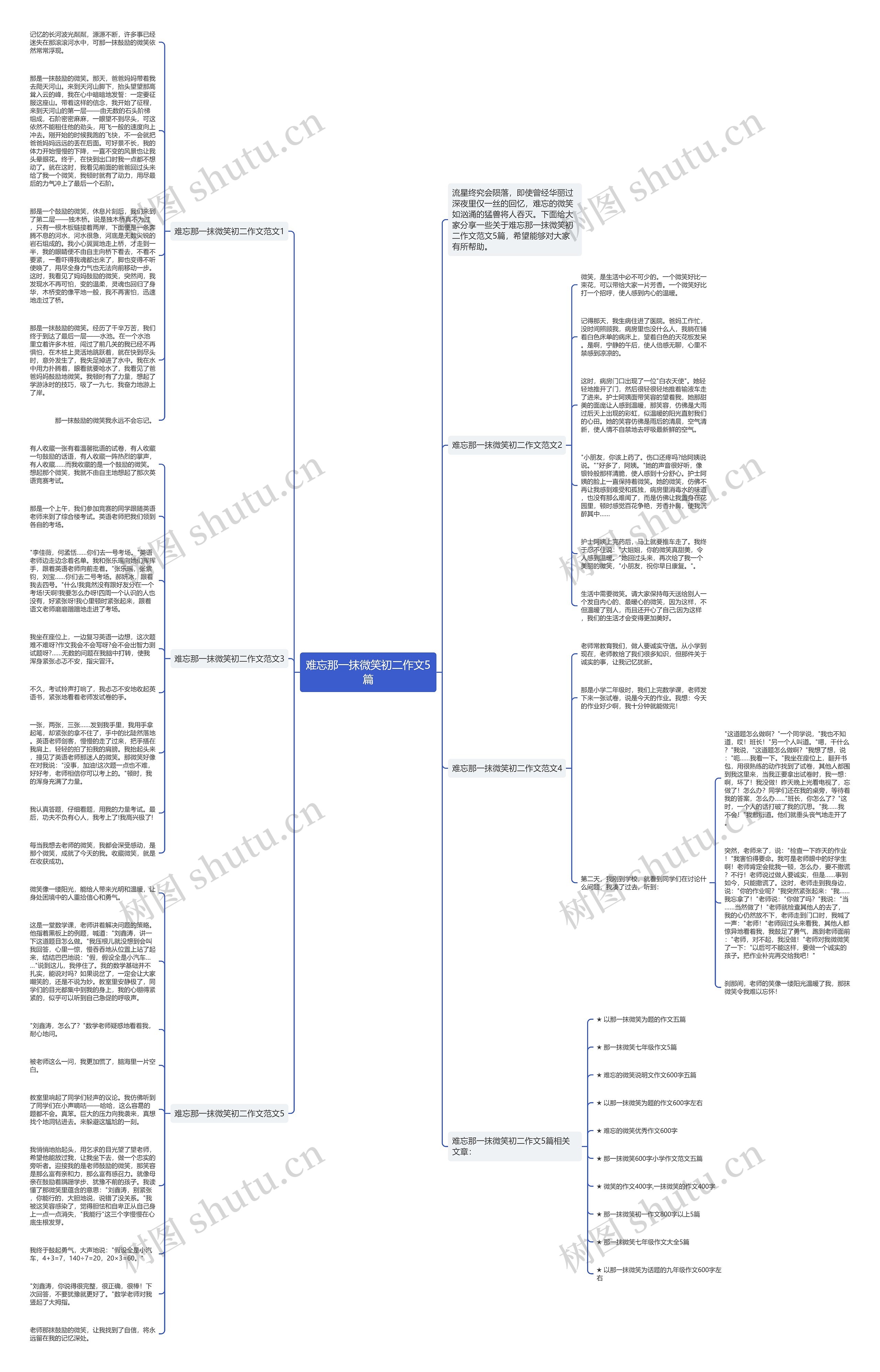 难忘那一抹微笑初二作文5篇思维导图