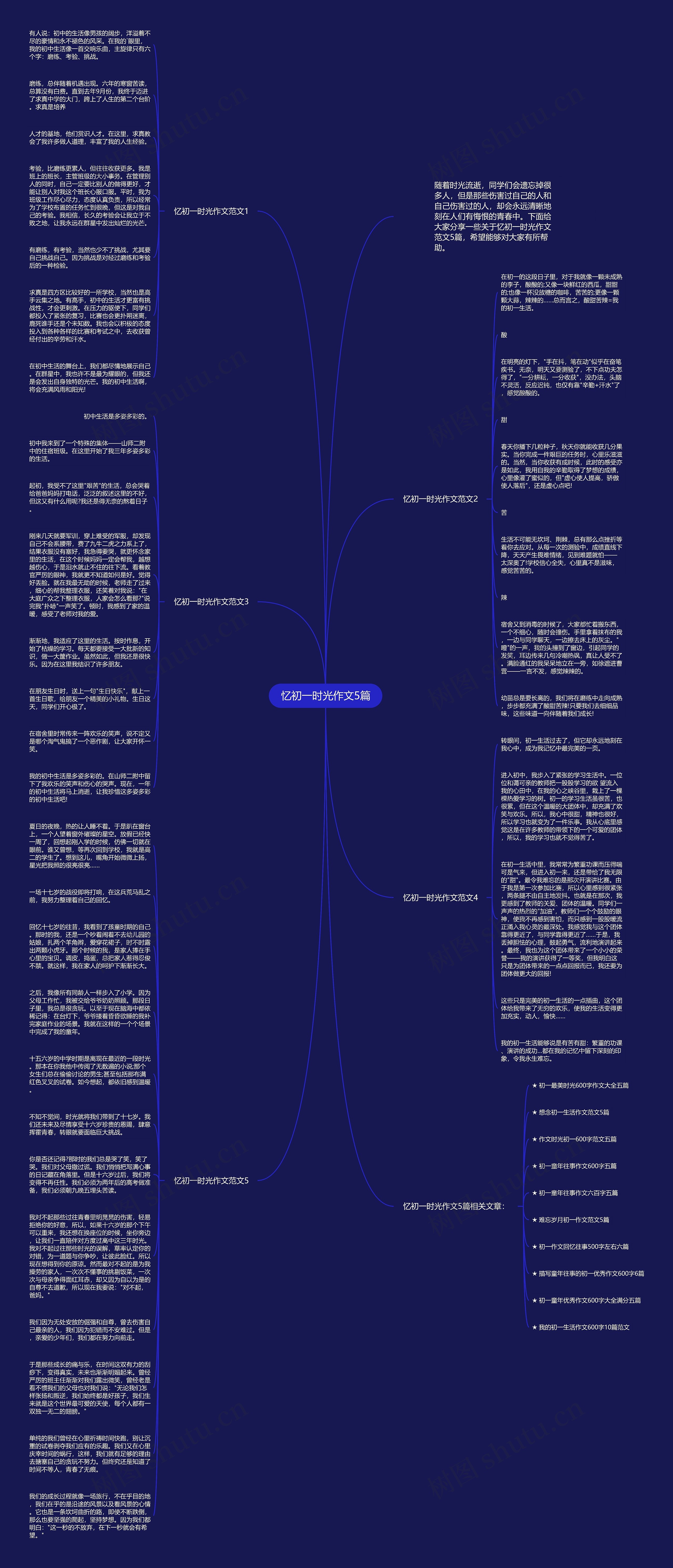 忆初一时光作文5篇思维导图