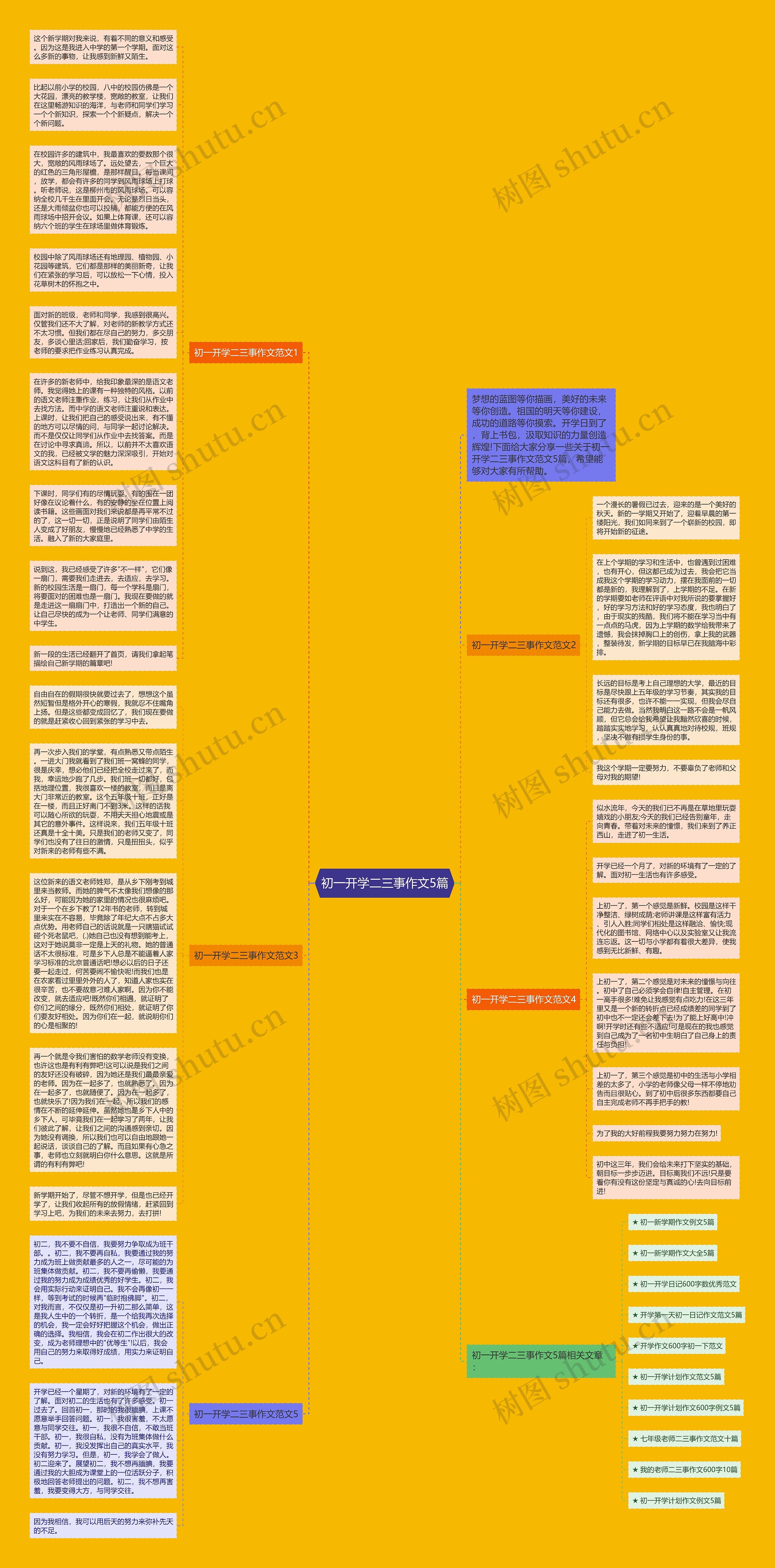 初一开学二三事作文5篇思维导图