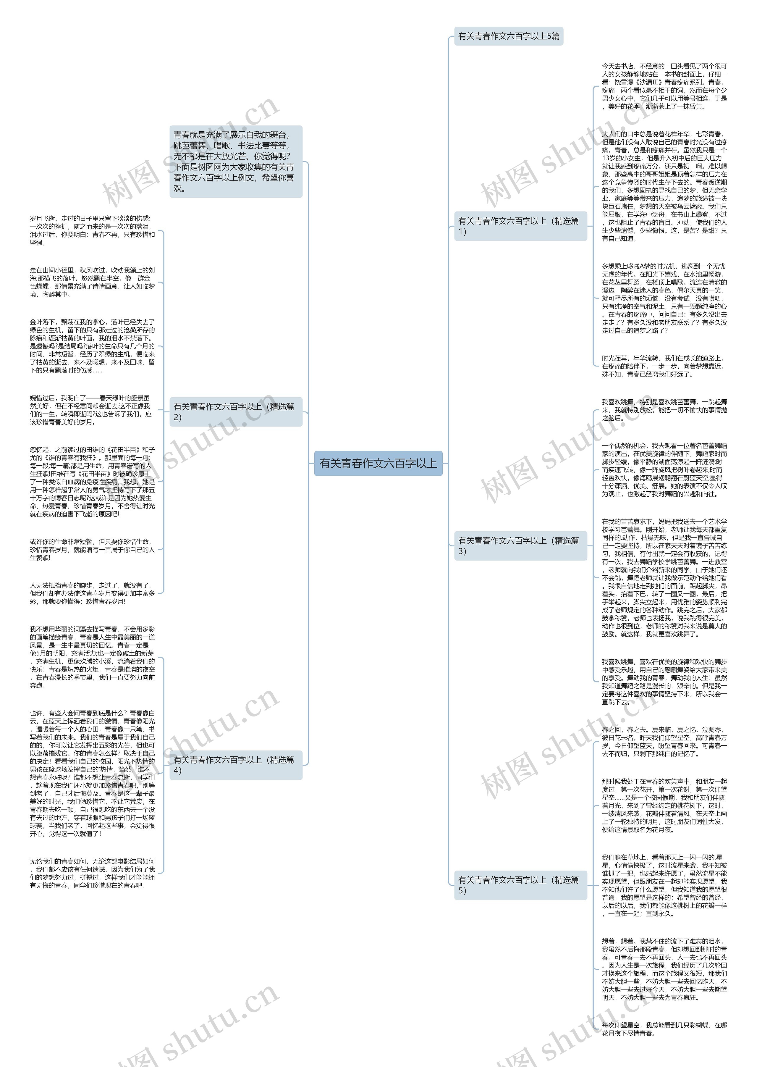 有关青春作文六百字以上思维导图