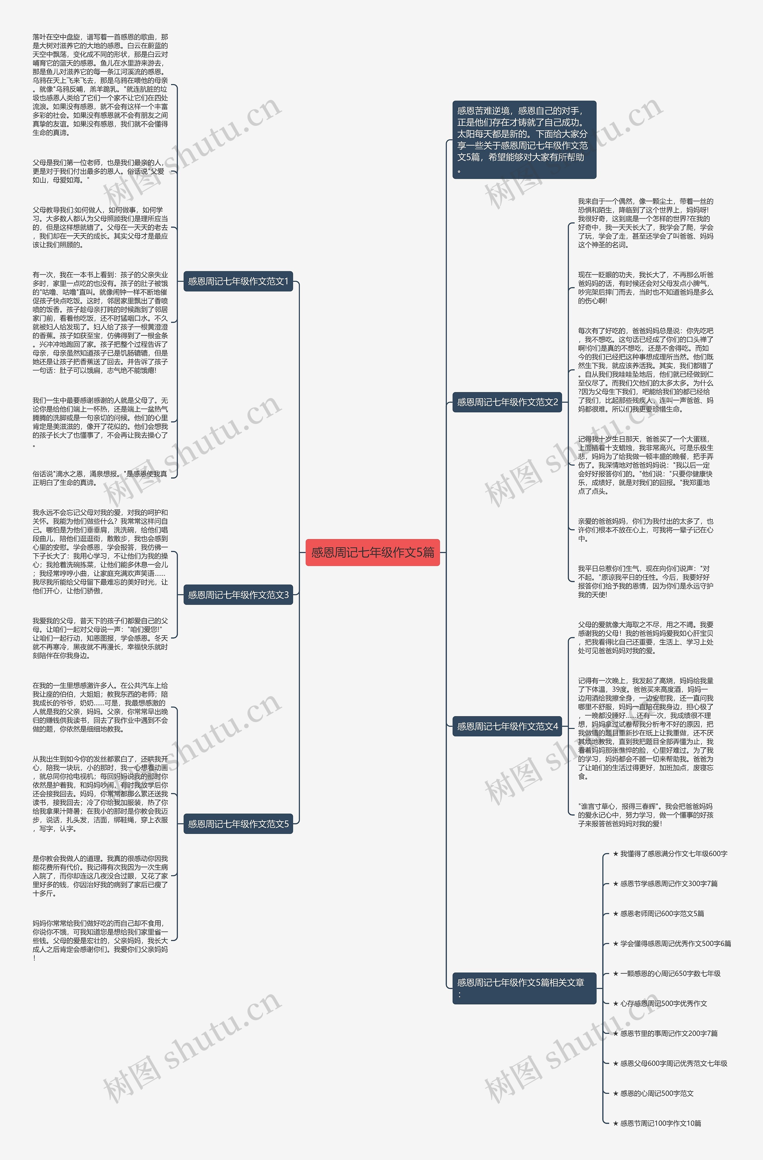 感恩周记七年级作文5篇思维导图
