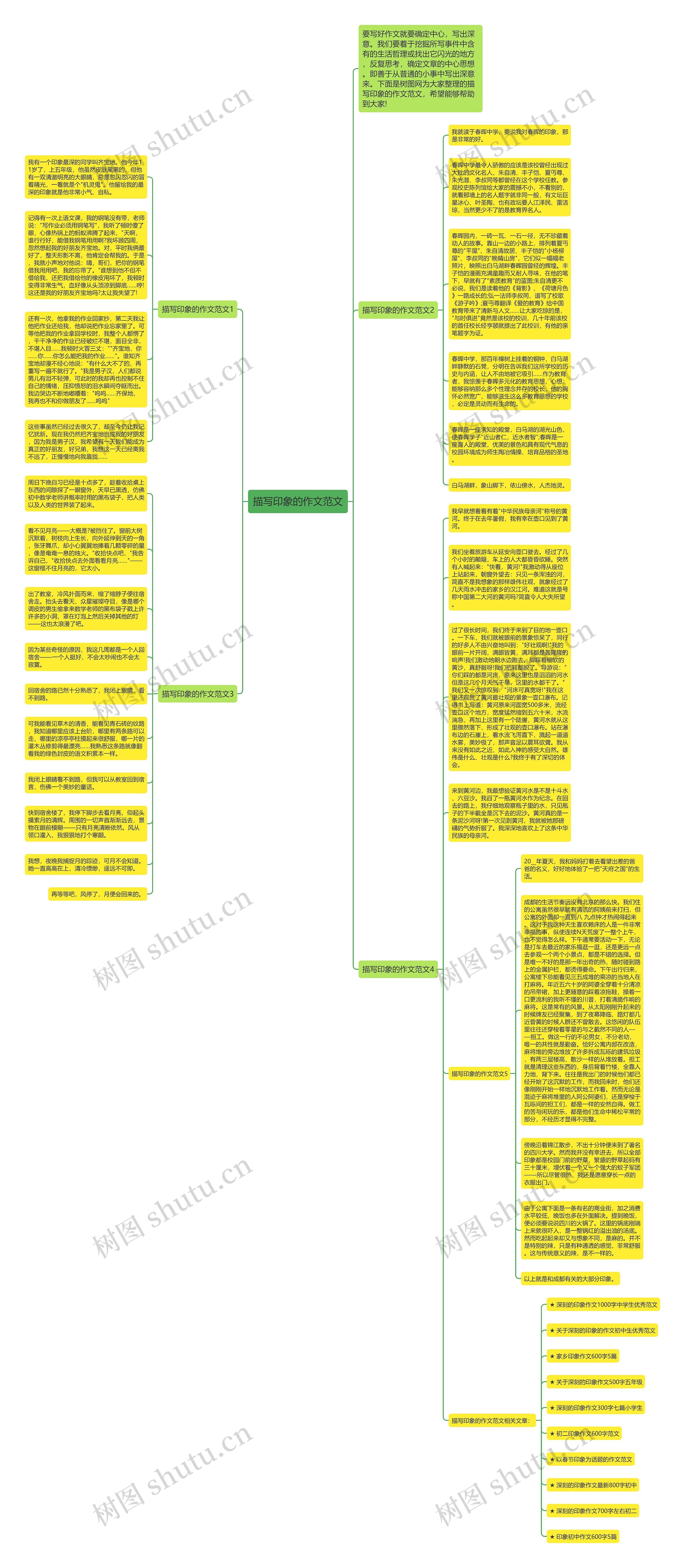 描写印象的作文范文思维导图