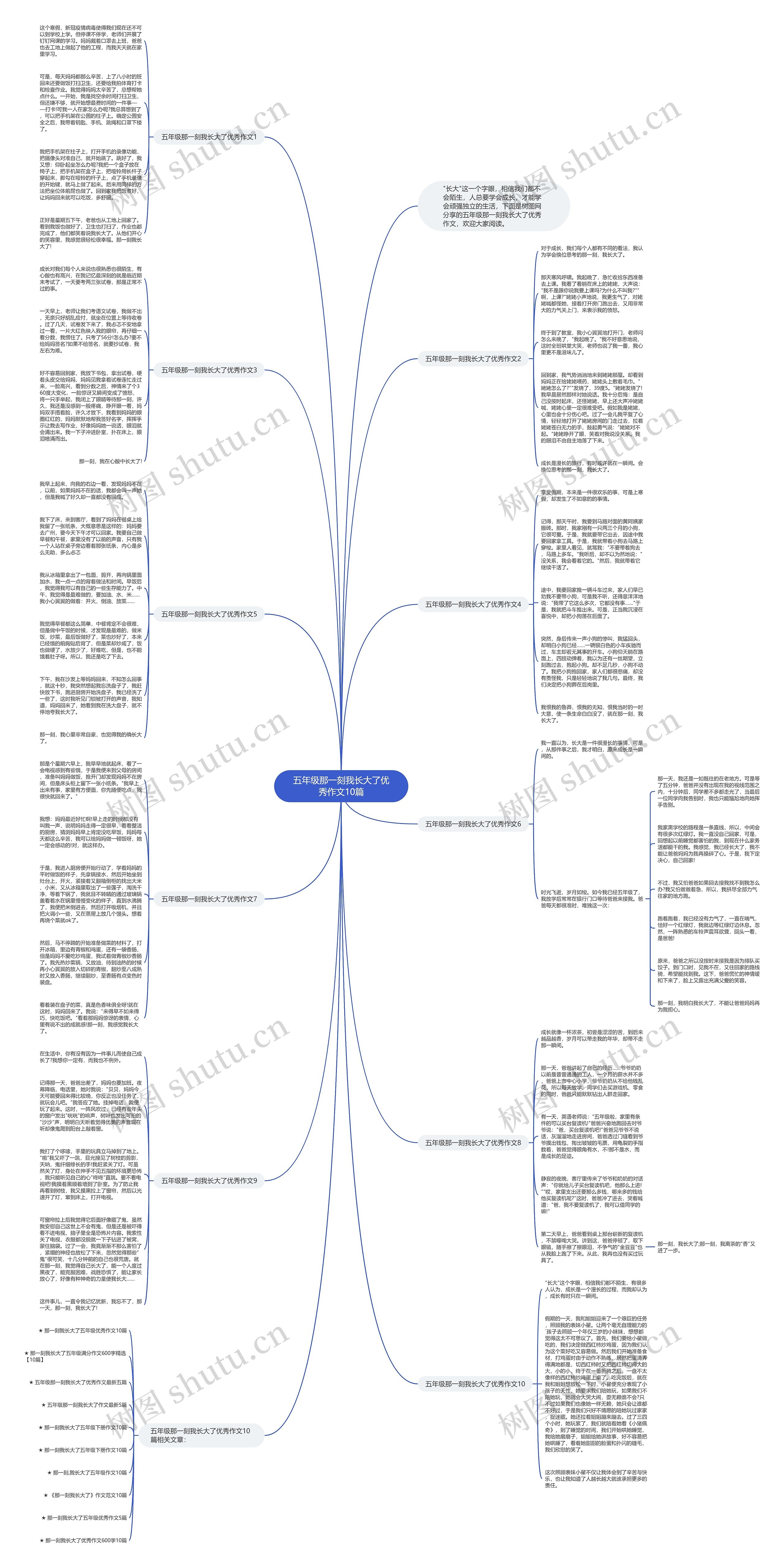 五年级那一刻我长大了优秀作文10篇思维导图