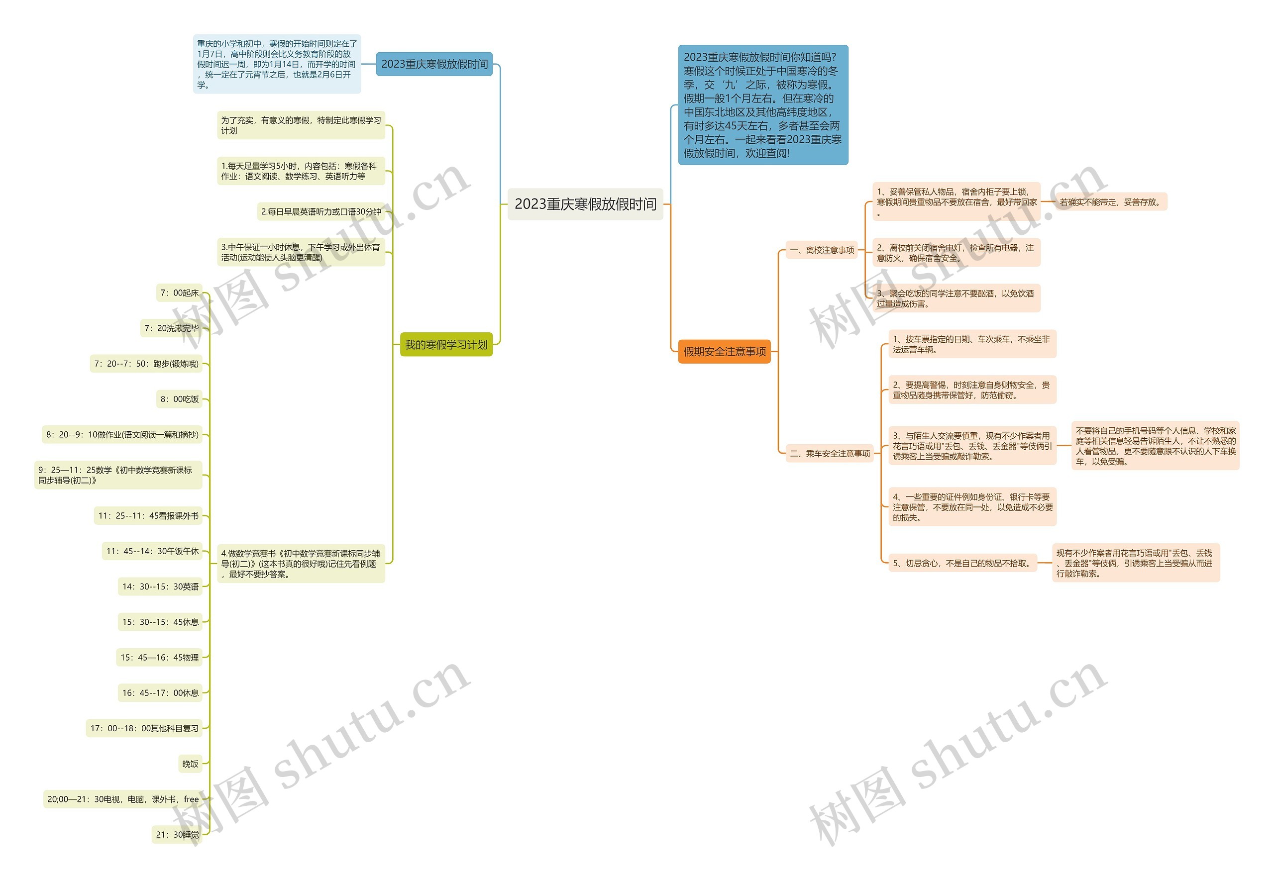 2023重庆寒假放假时间思维导图