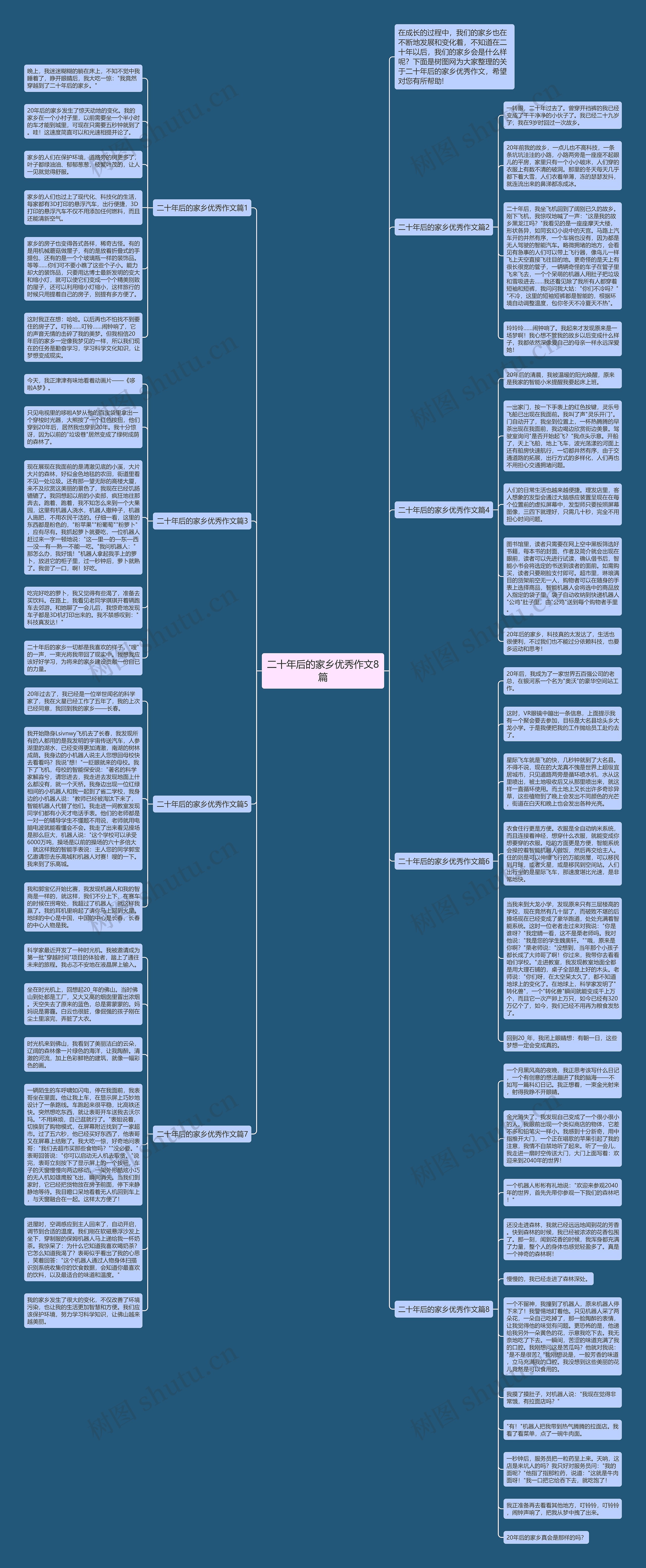 二十年后的家乡优秀作文8篇思维导图