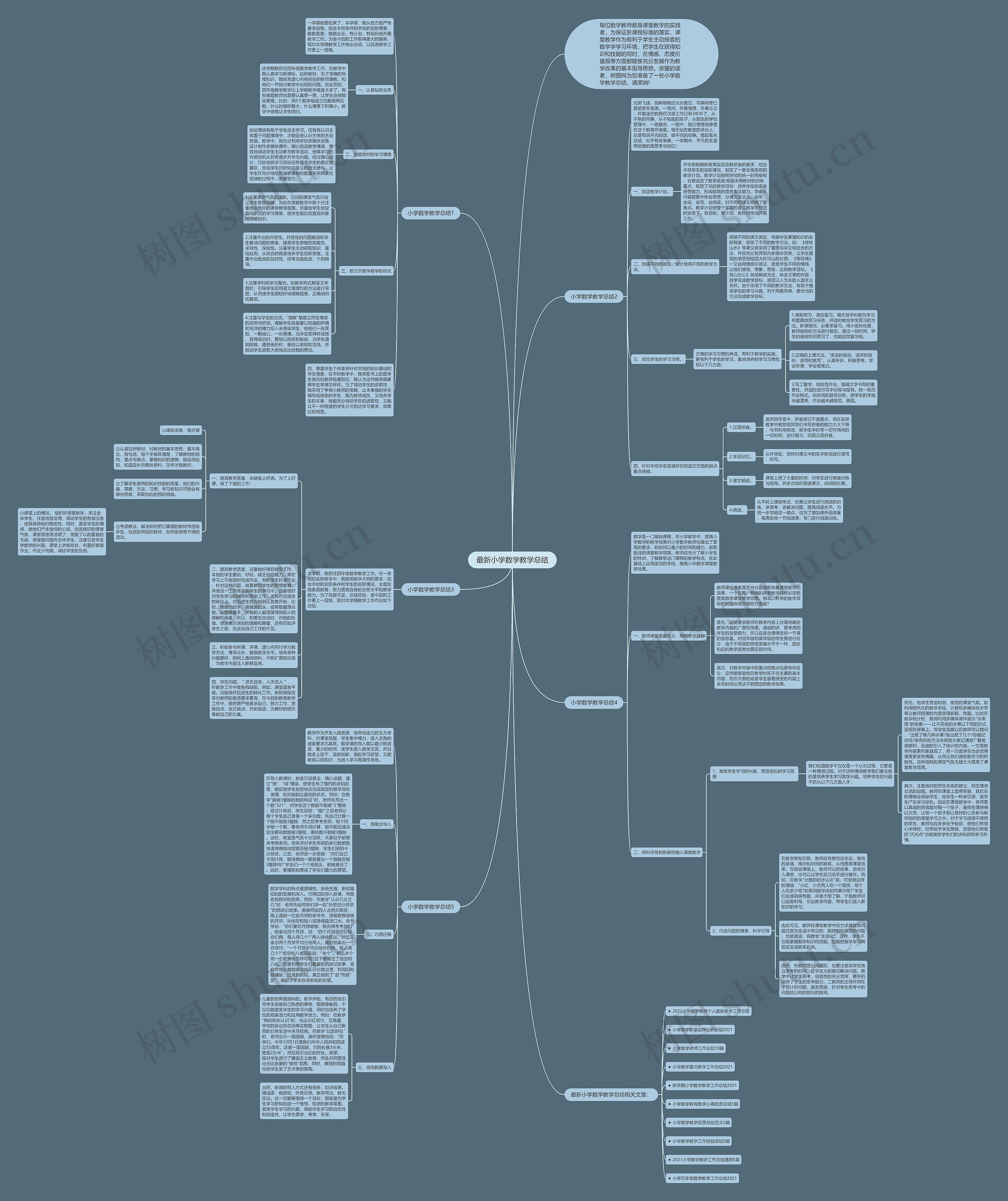 最新小学数学教学总结思维导图
