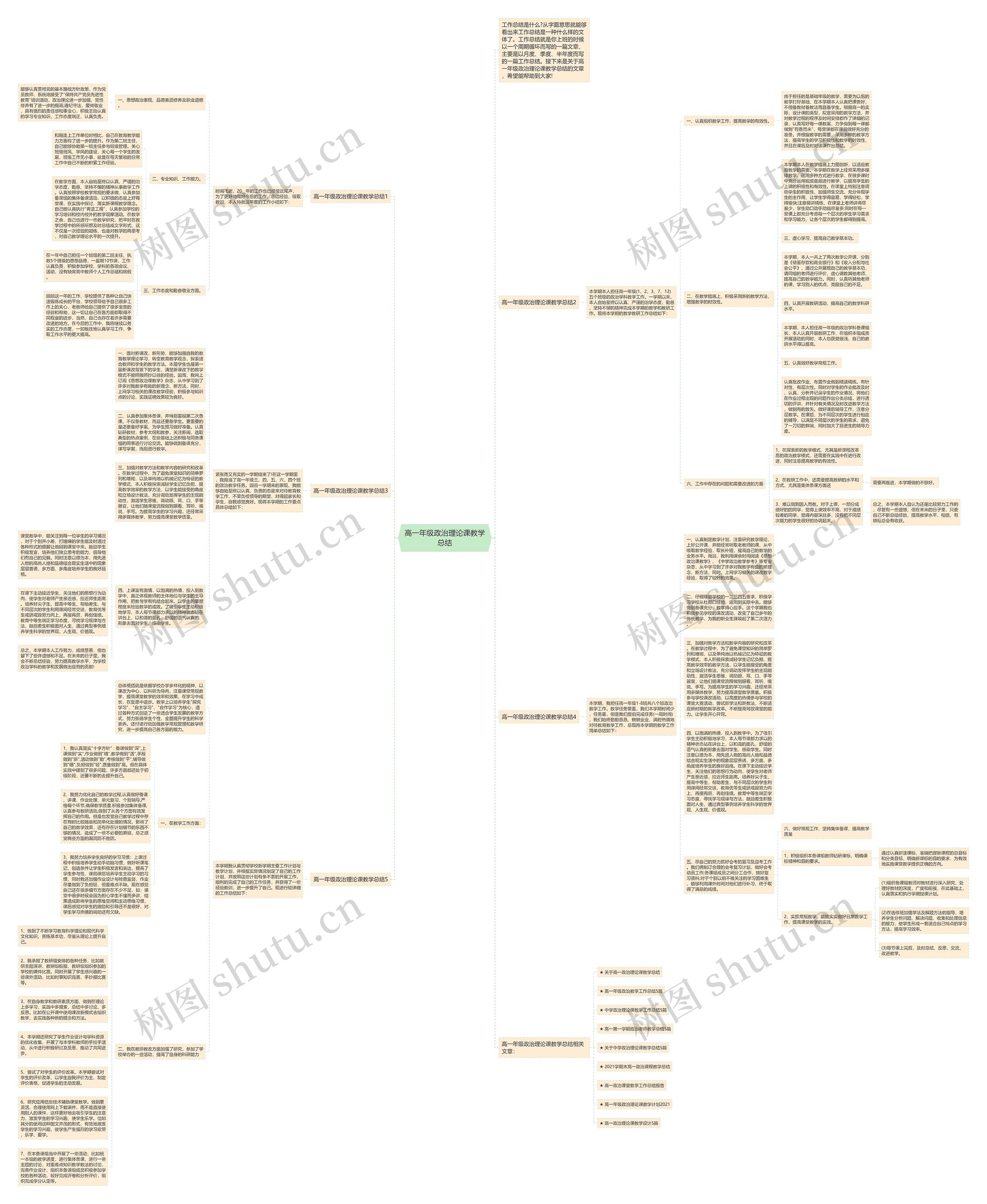 高一年级政治理论课教学总结思维导图