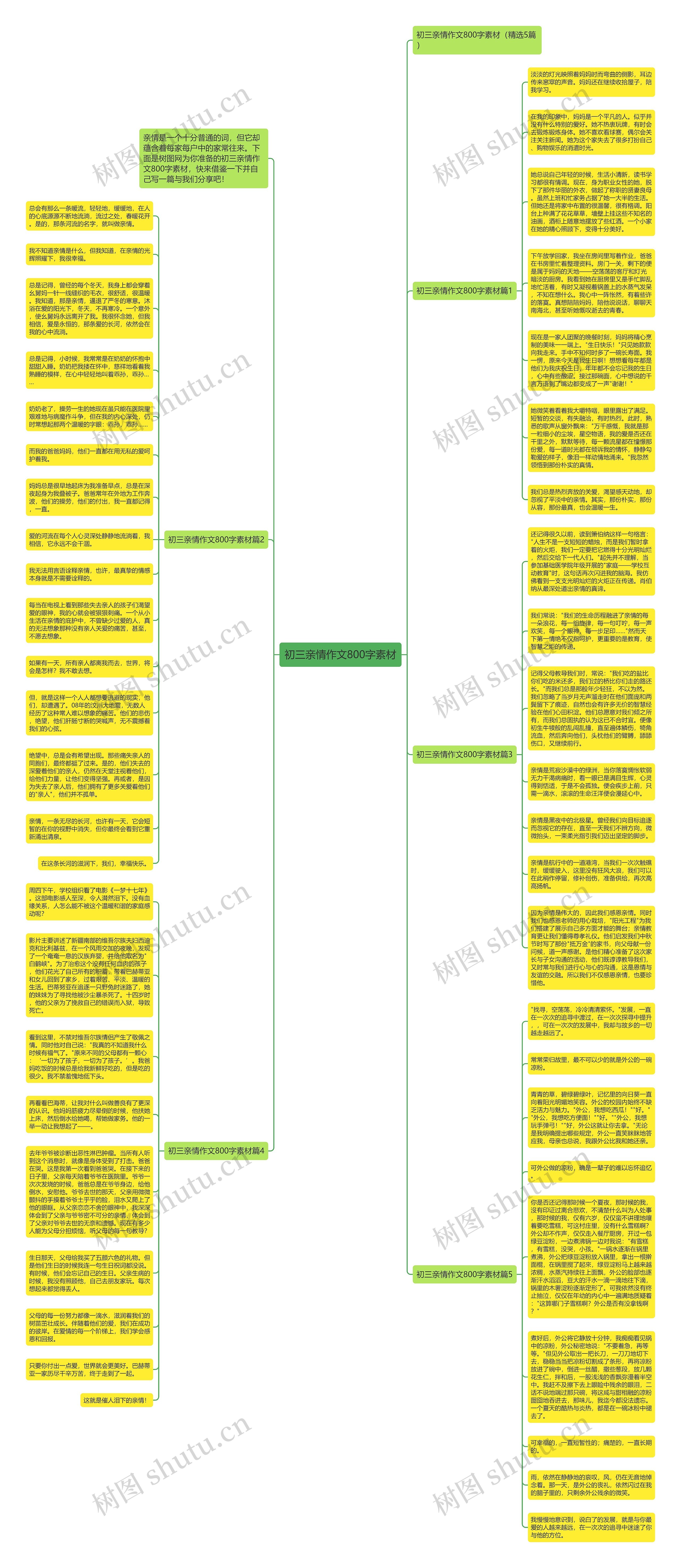 初三亲情作文800字素材思维导图