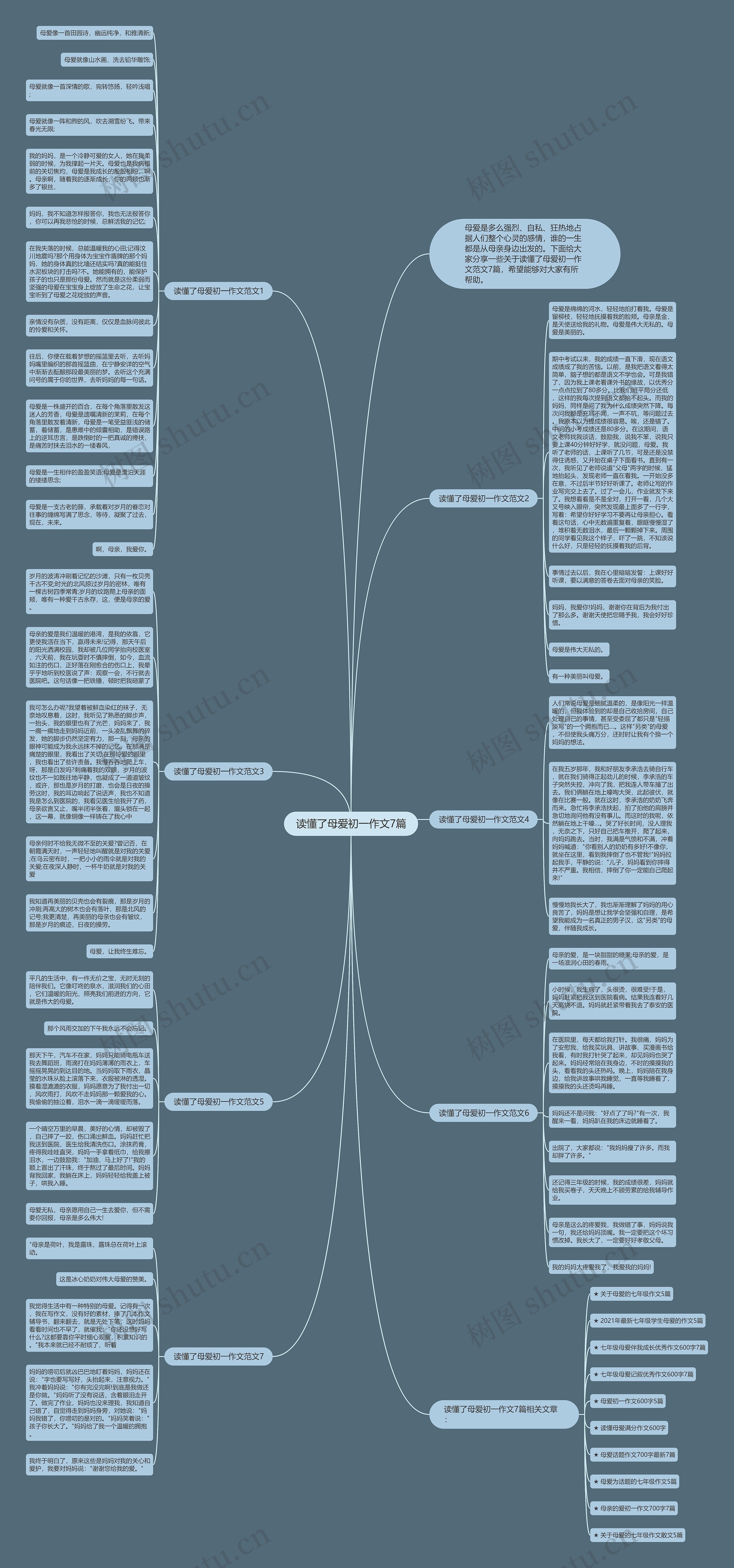 读懂了母爱初一作文7篇思维导图