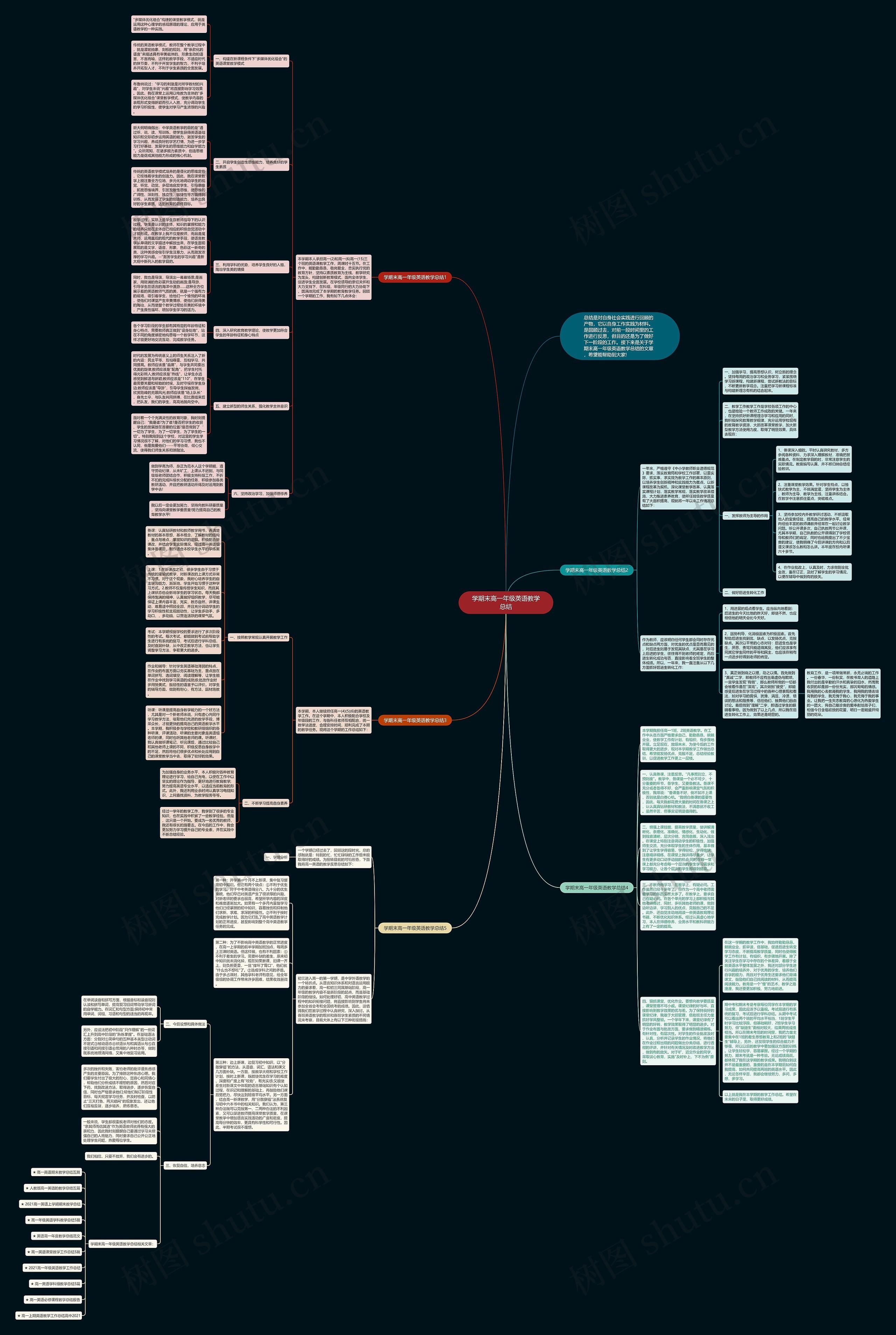 学期末高一年级英语教学总结思维导图