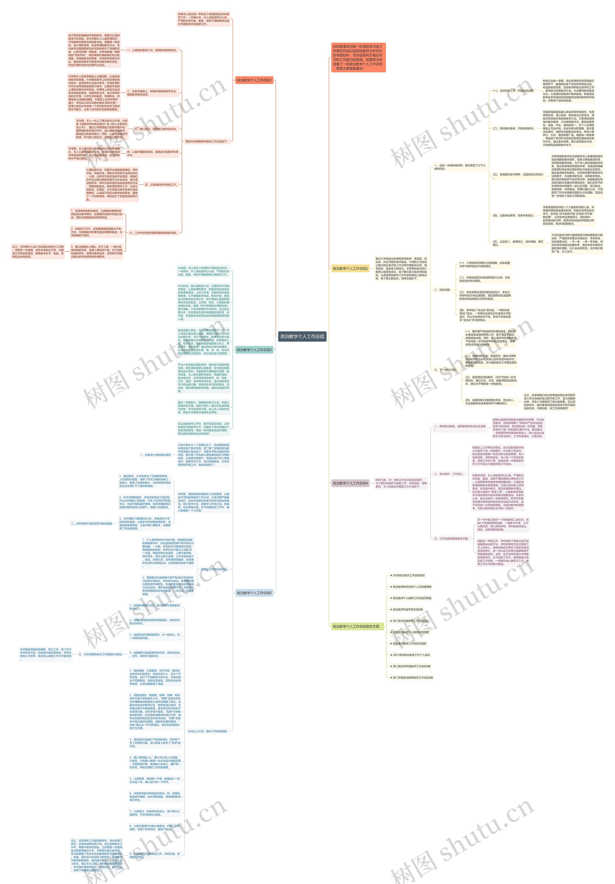 政治教学个人工作总结思维导图