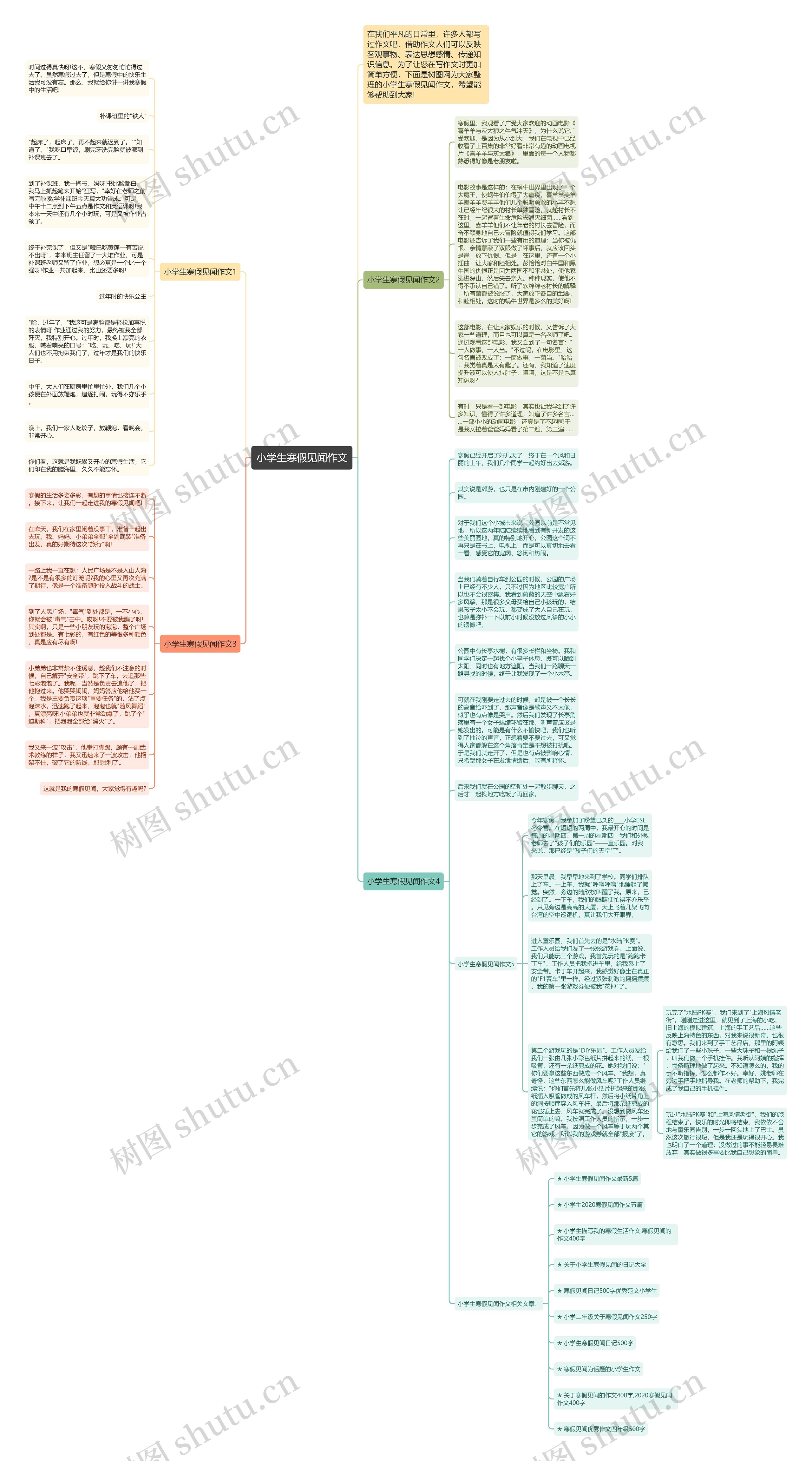 小学生寒假见闻作文思维导图