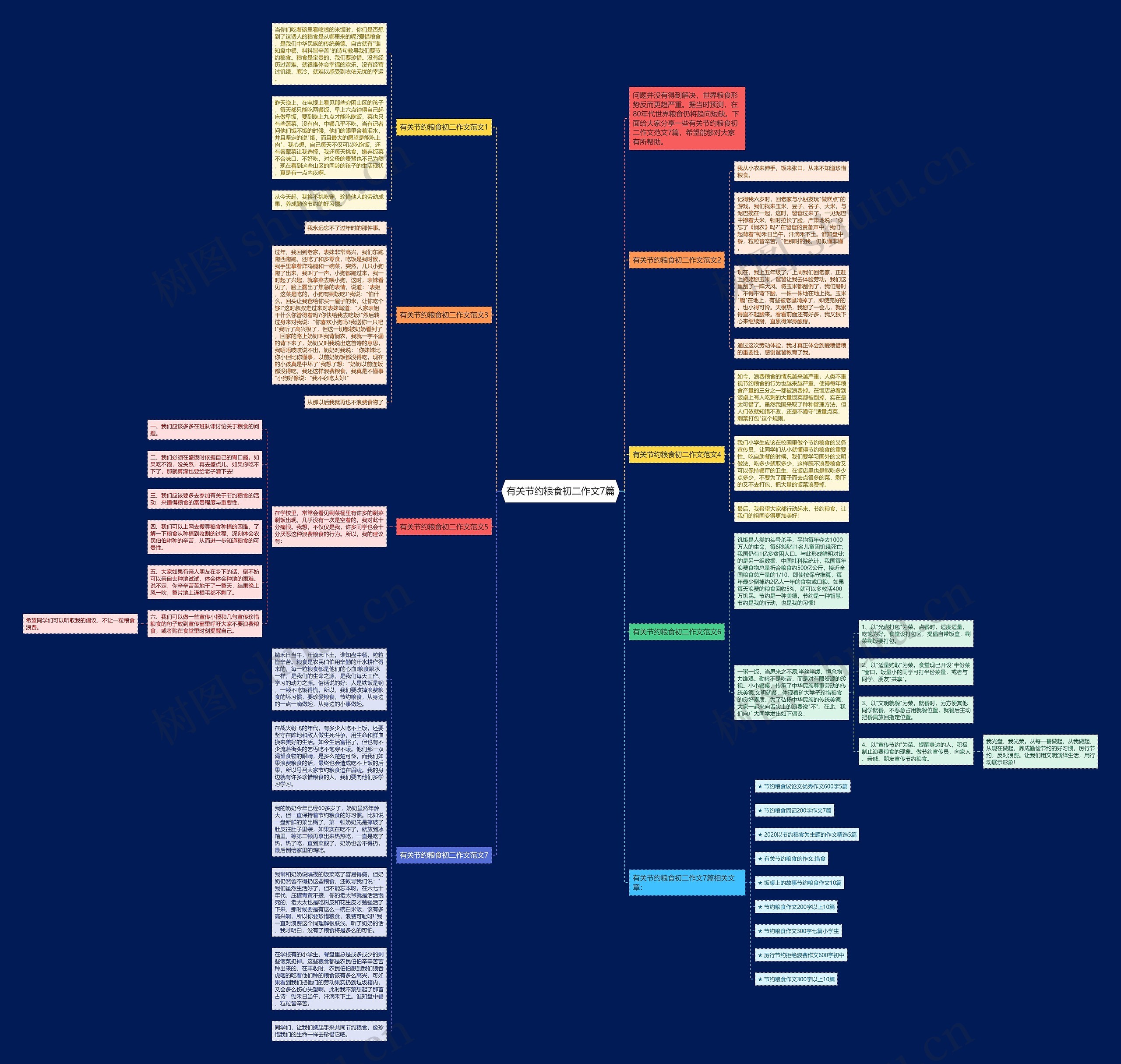 有关节约粮食初二作文7篇思维导图