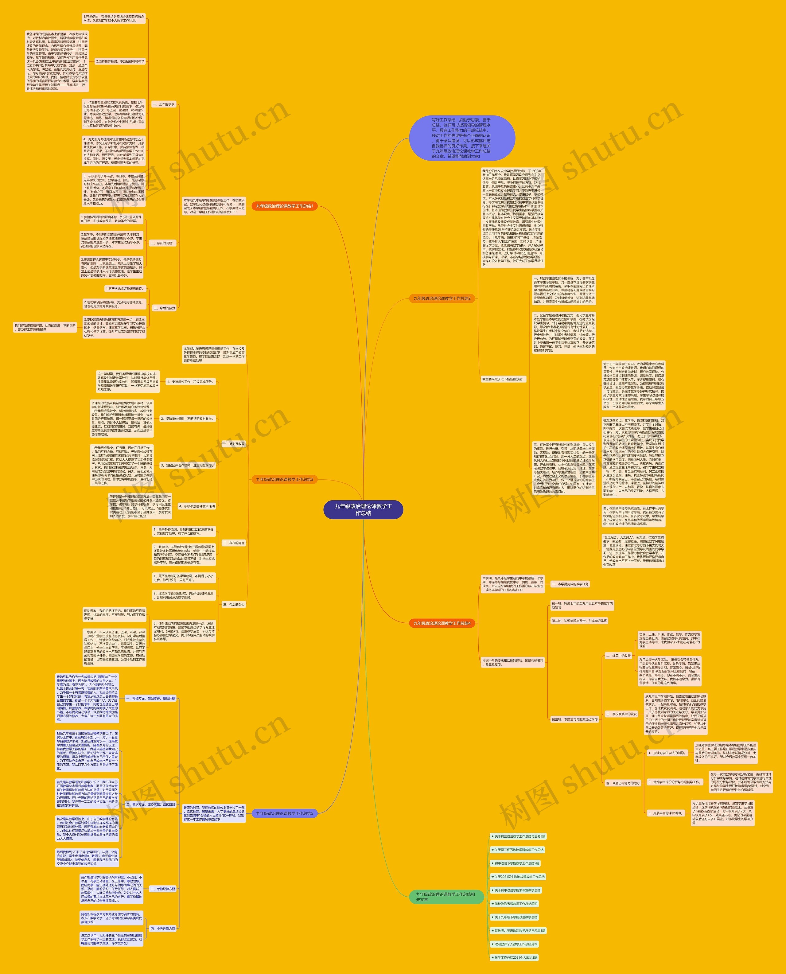 九年级政治理论课教学工作总结思维导图