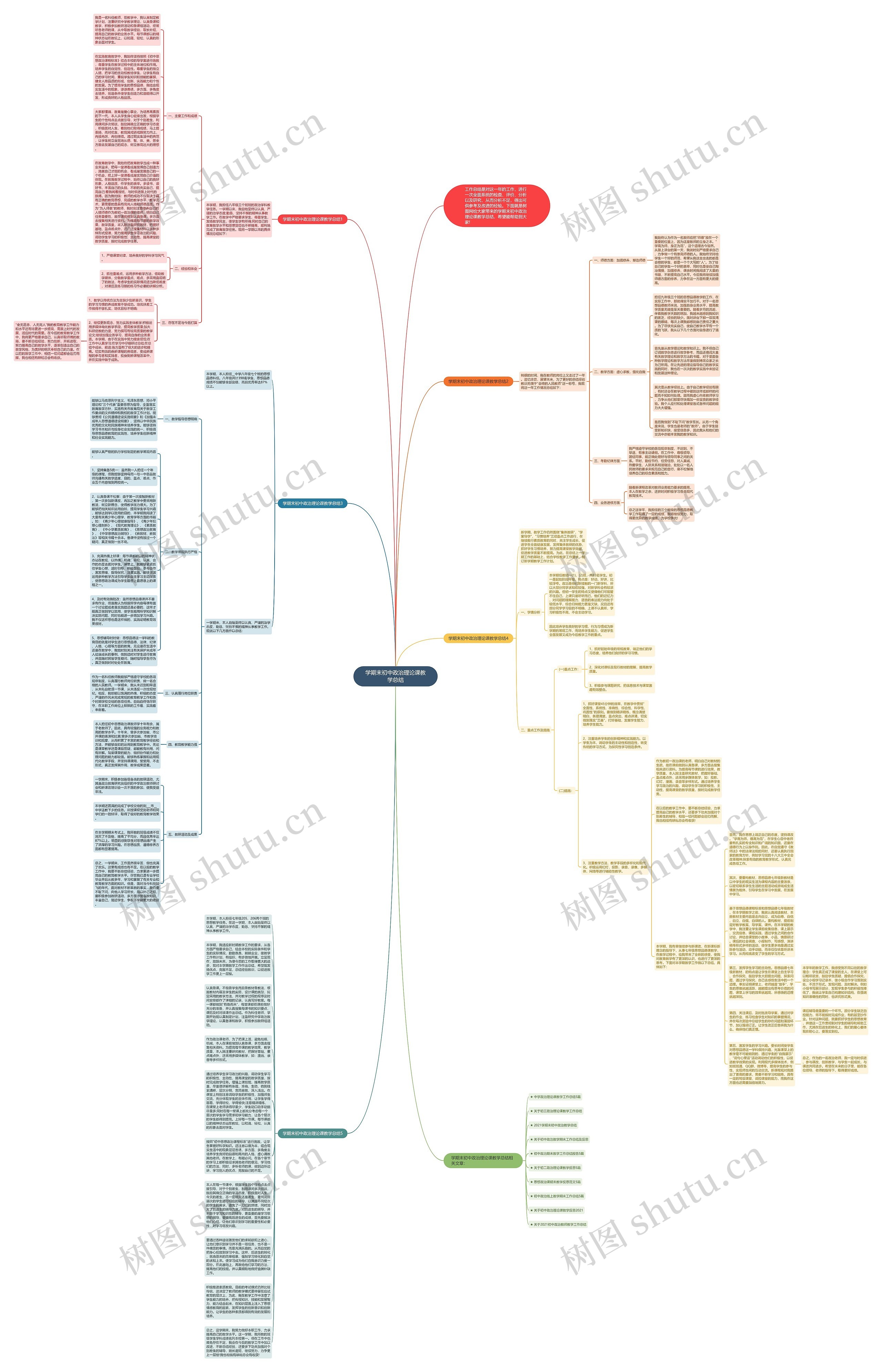学期末初中政治理论课教学总结思维导图
