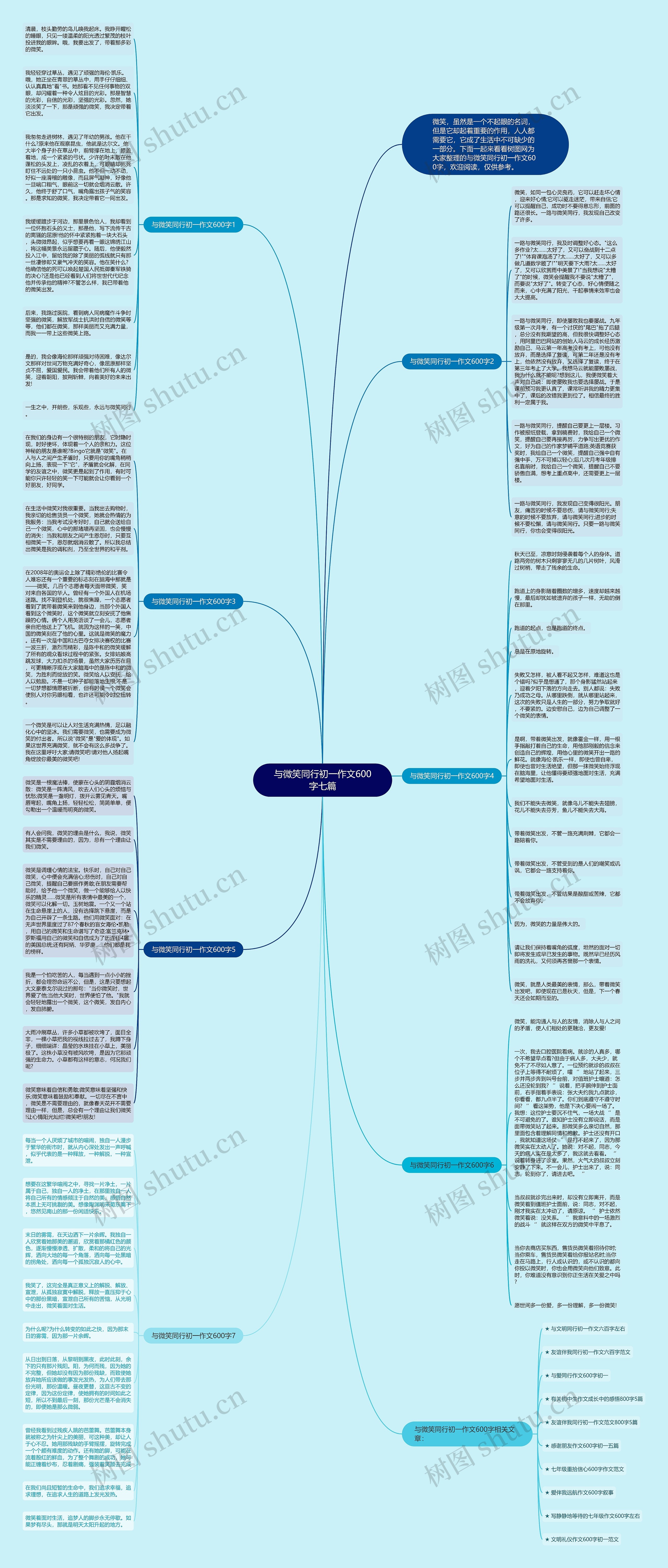 与微笑同行初一作文600字七篇思维导图