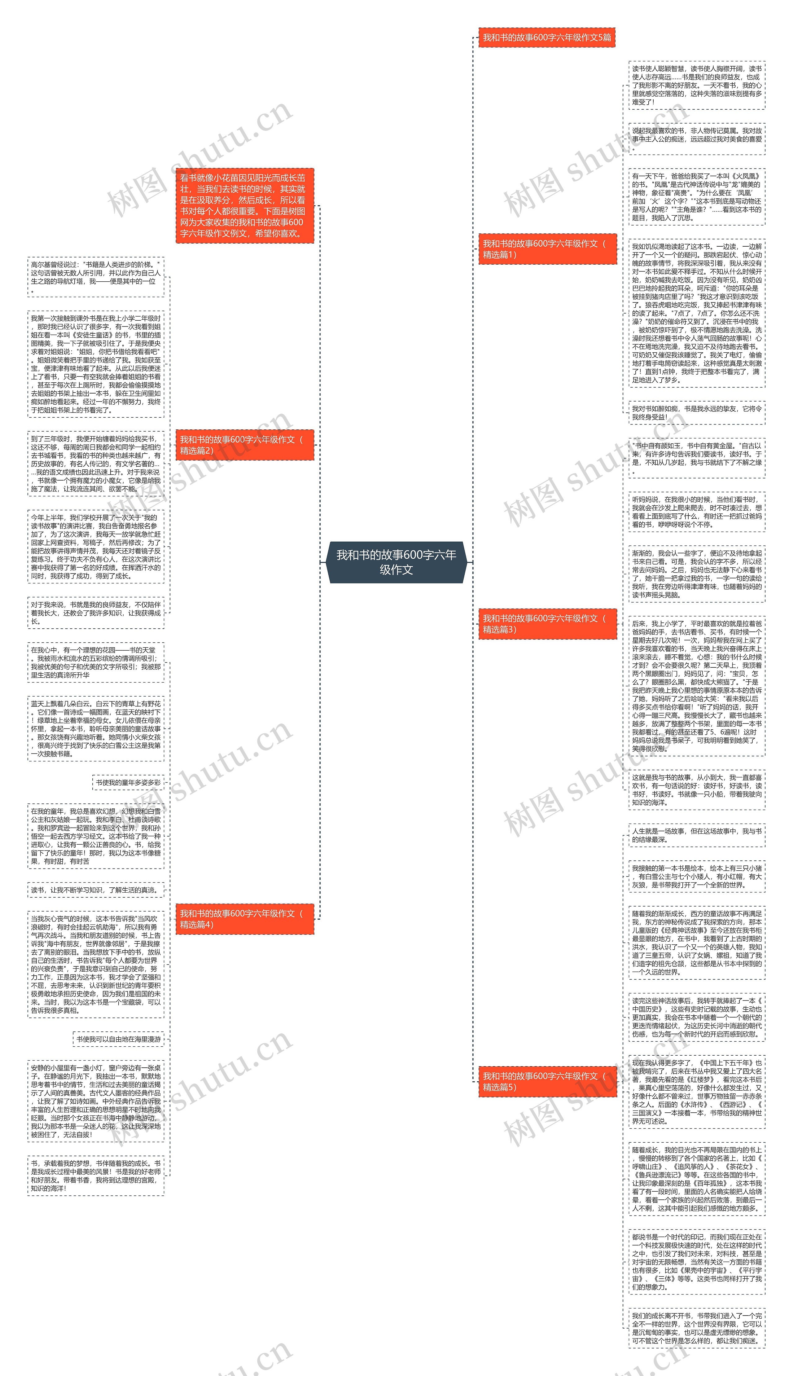 我和书的故事600字六年级作文思维导图