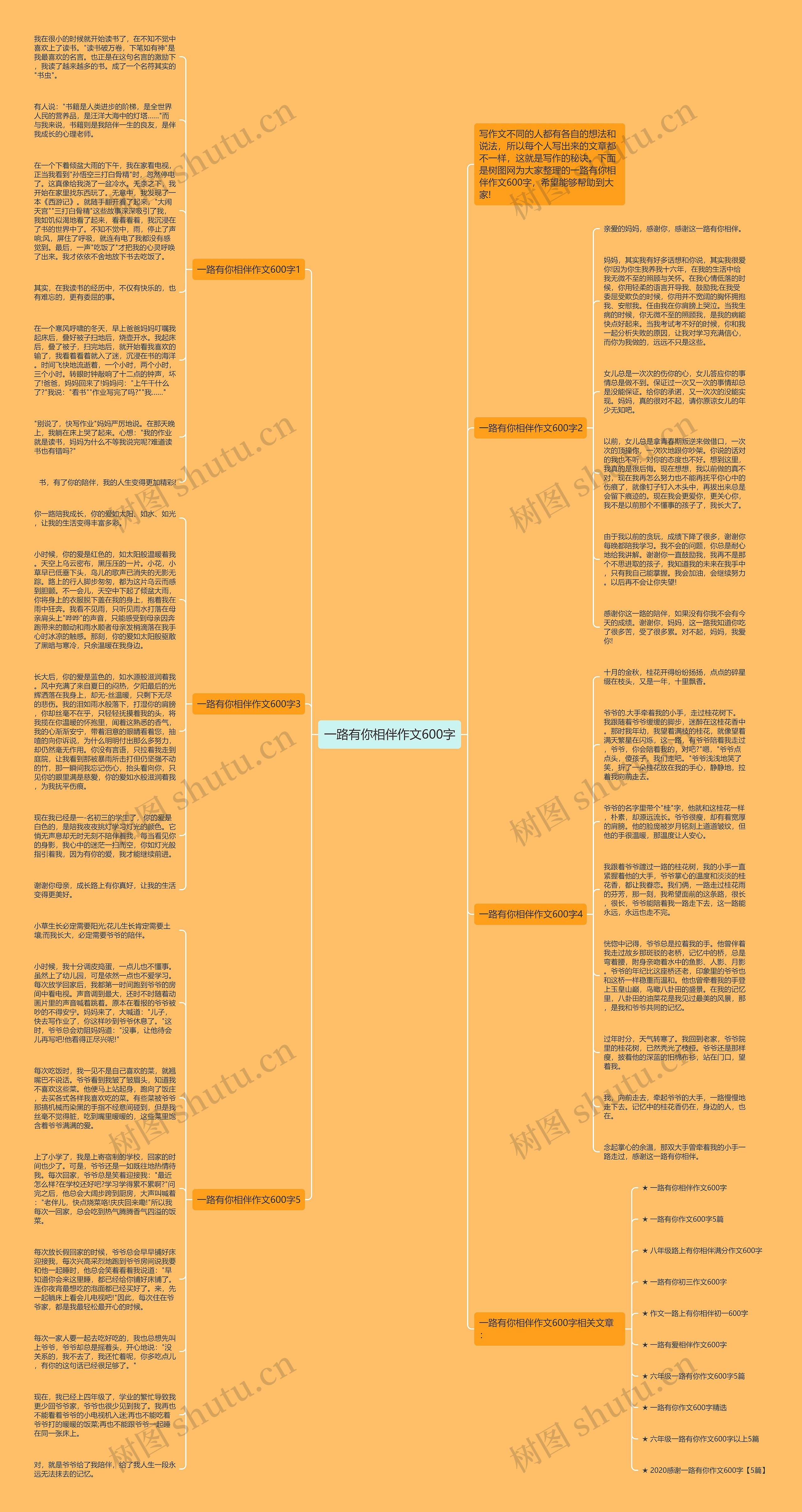 一路有你相伴作文600字思维导图