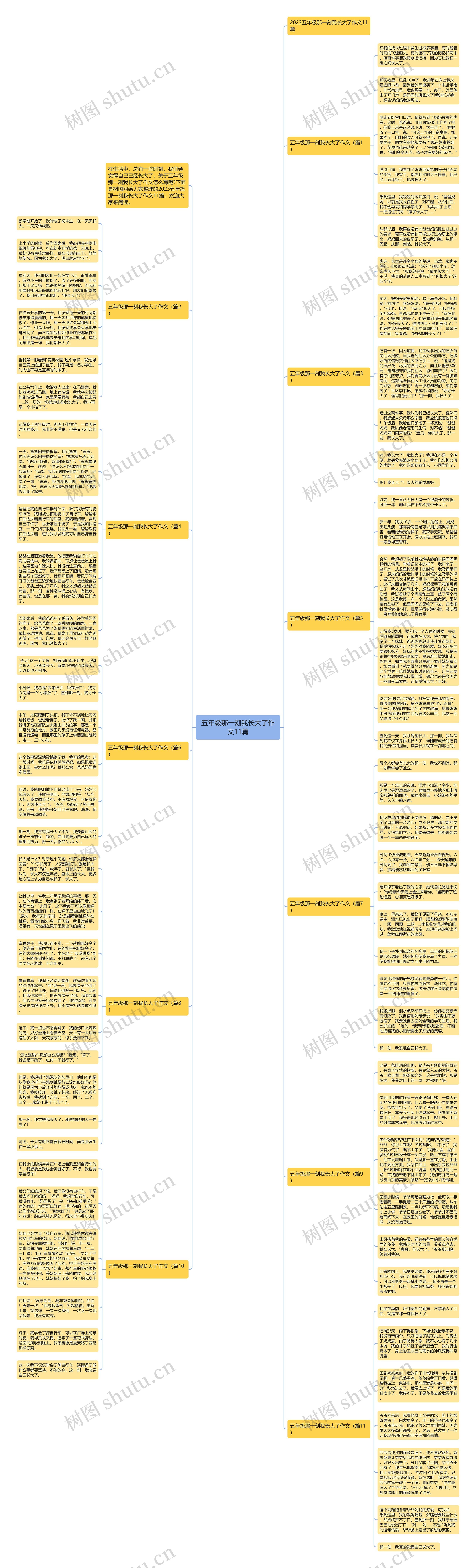 五年级那一刻我长大了作文11篇思维导图
