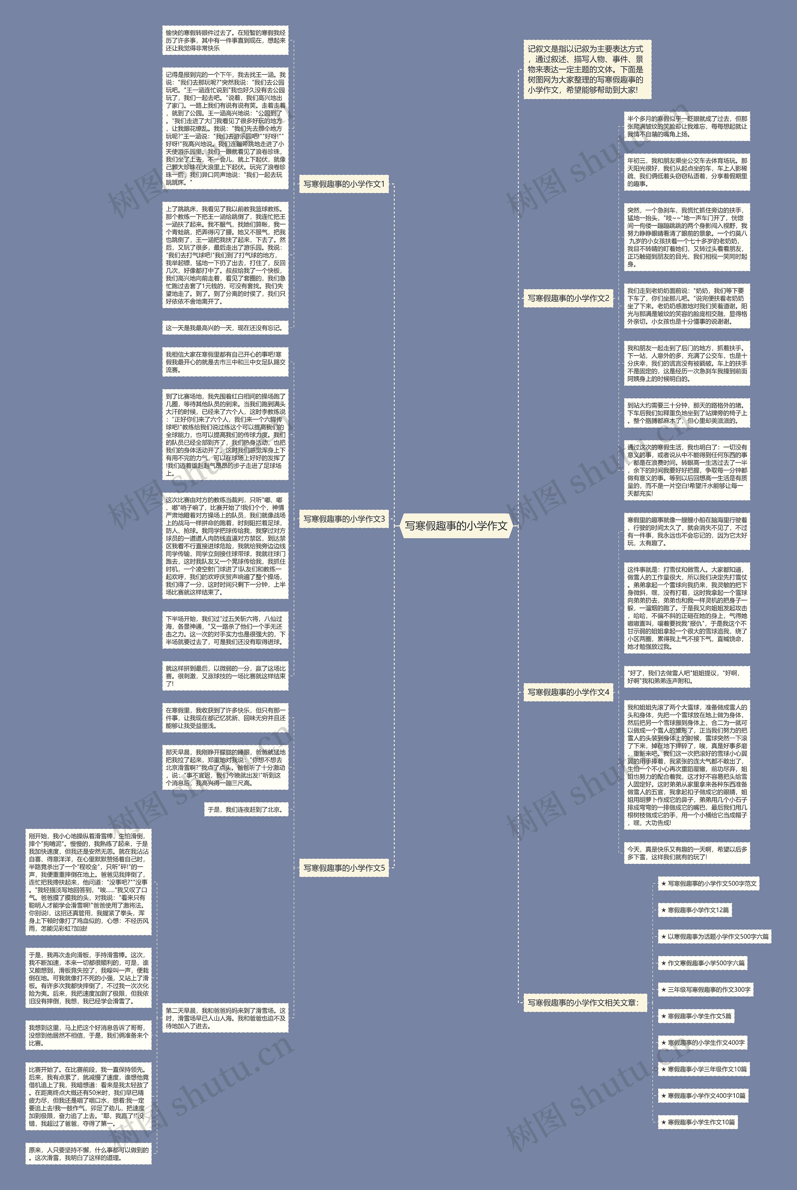写寒假趣事的小学作文思维导图
