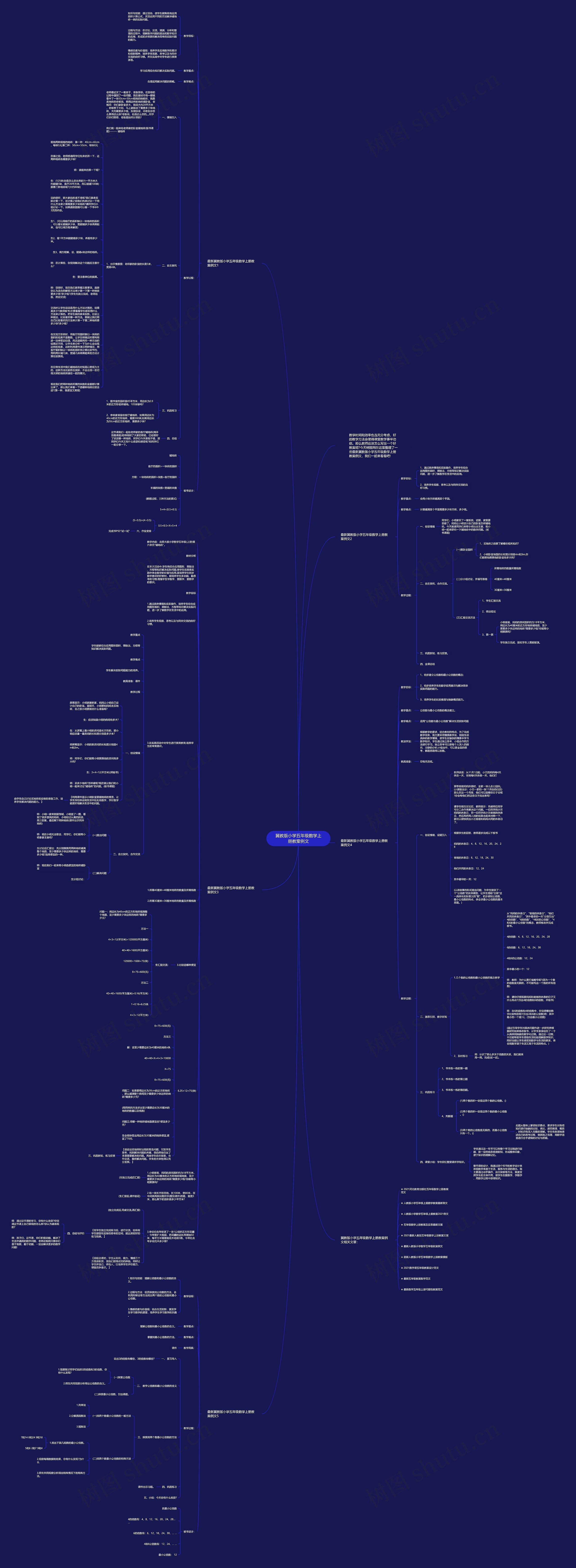 冀教版小学五年级数学上册教案例文思维导图