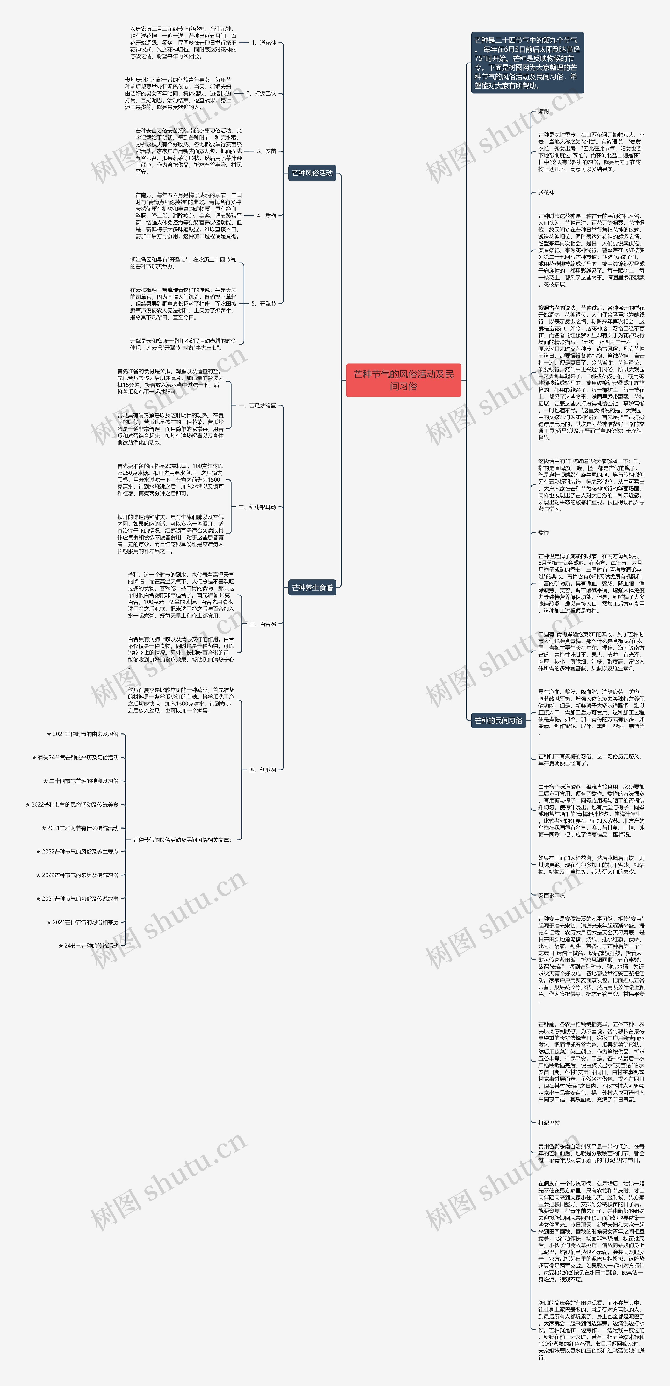 芒种节气的风俗活动及民间习俗思维导图