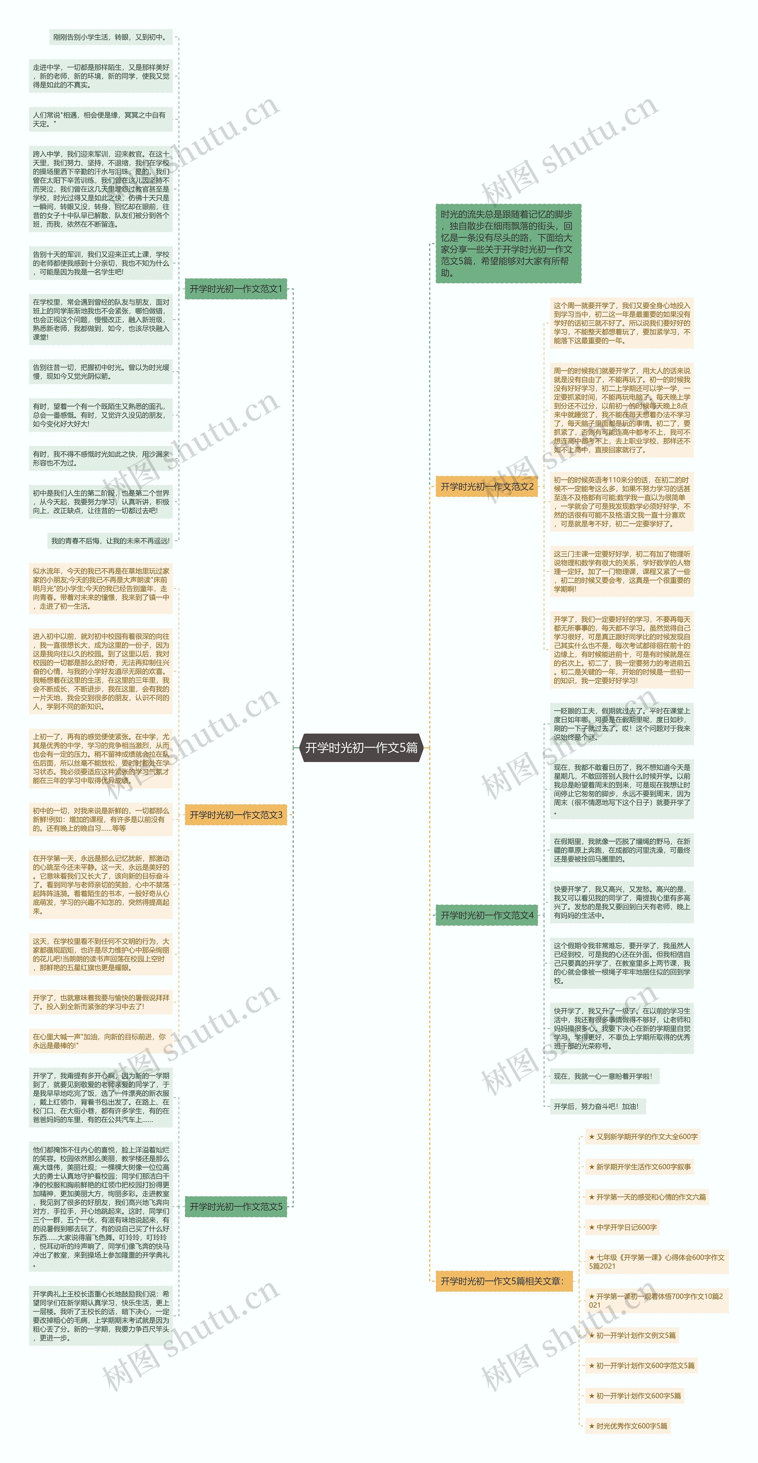 开学时光初一作文5篇思维导图