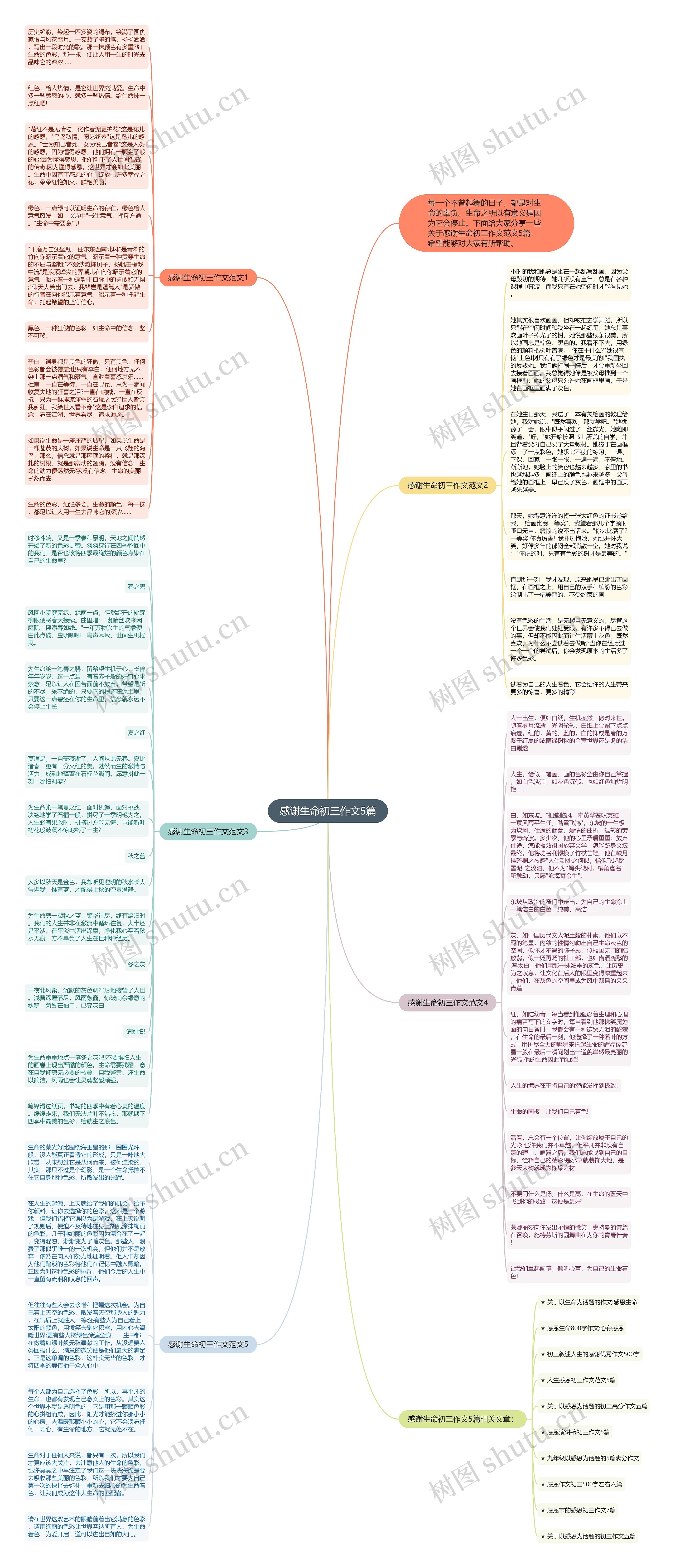 感谢生命初三作文5篇思维导图