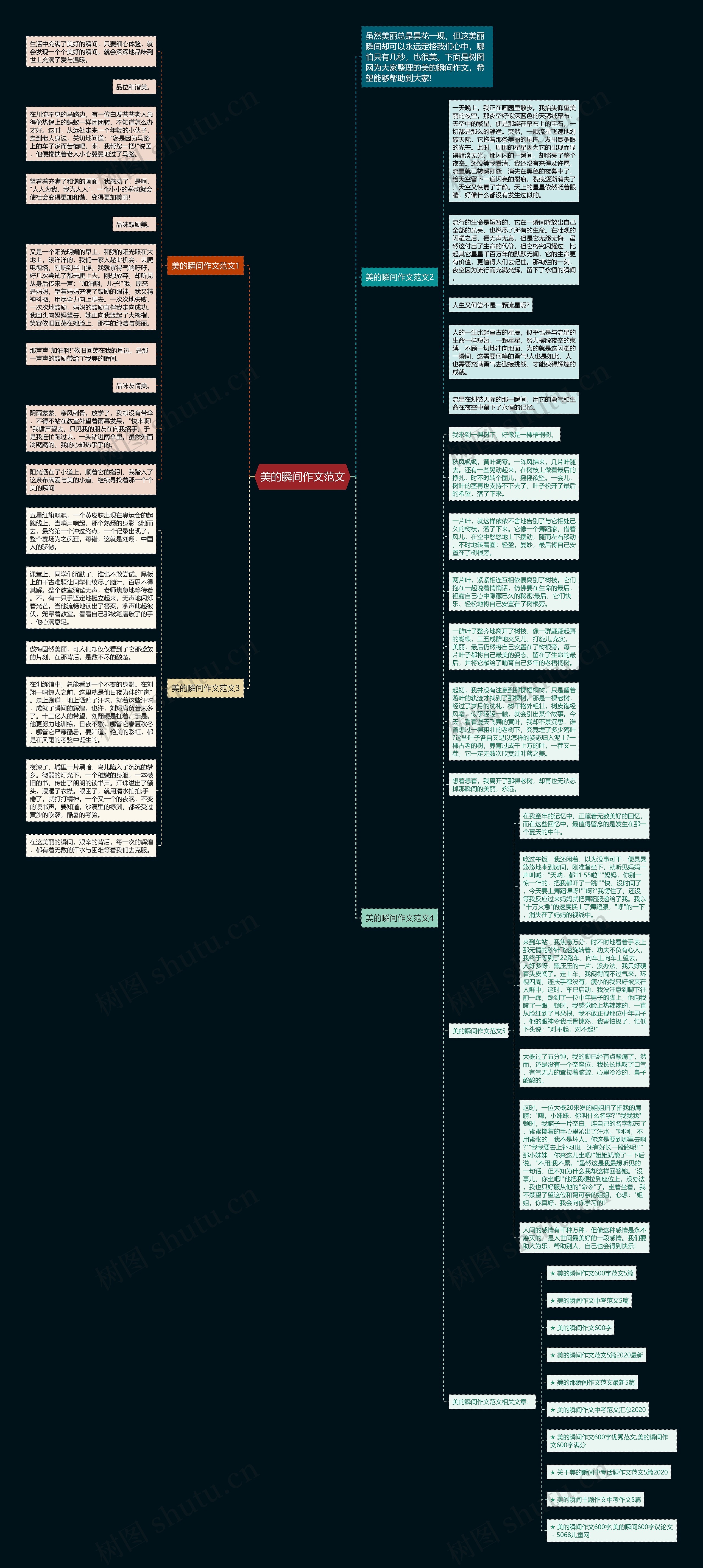 美的瞬间作文范文思维导图