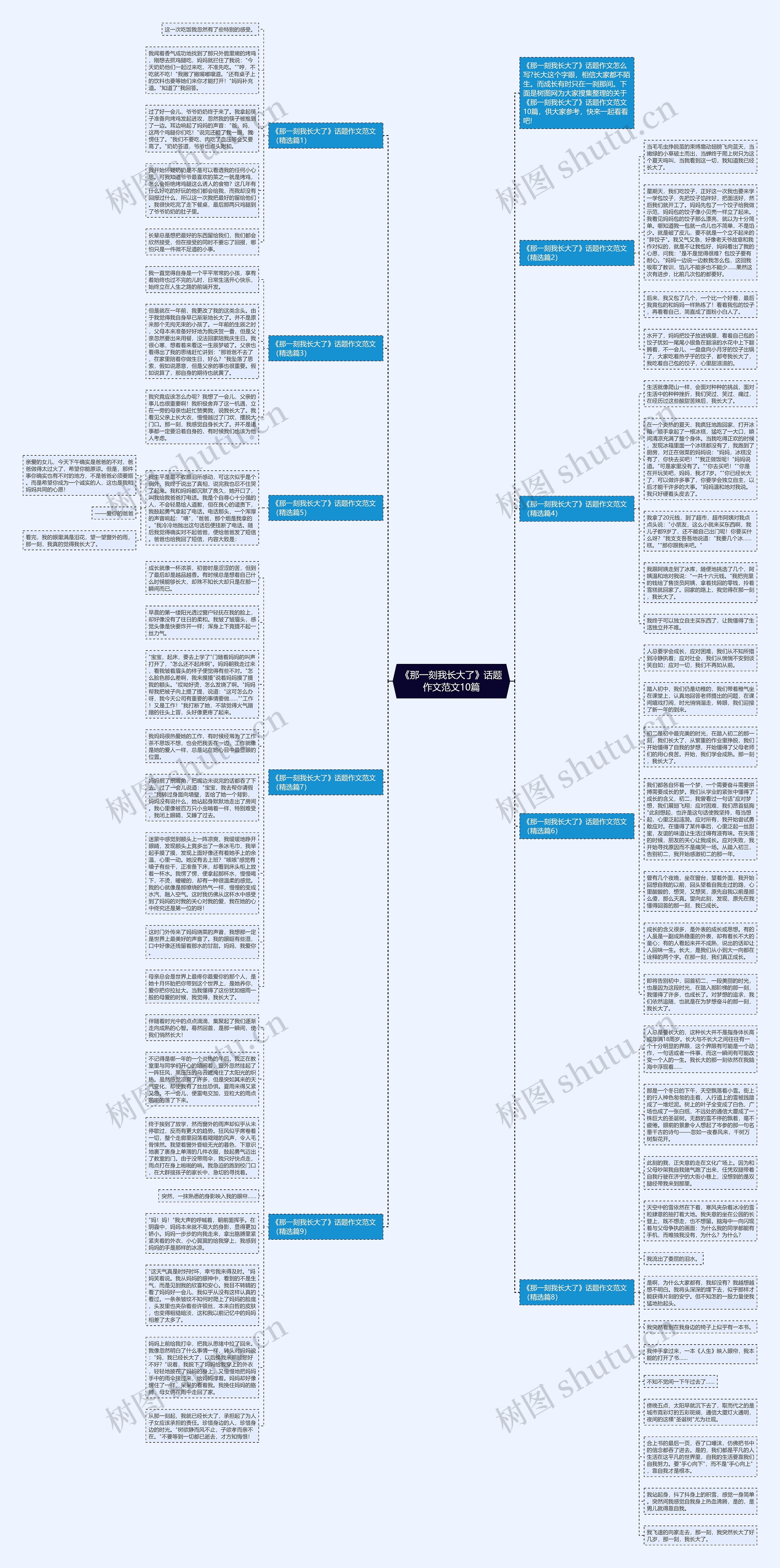 《那一刻我长大了》话题作文范文10篇思维导图