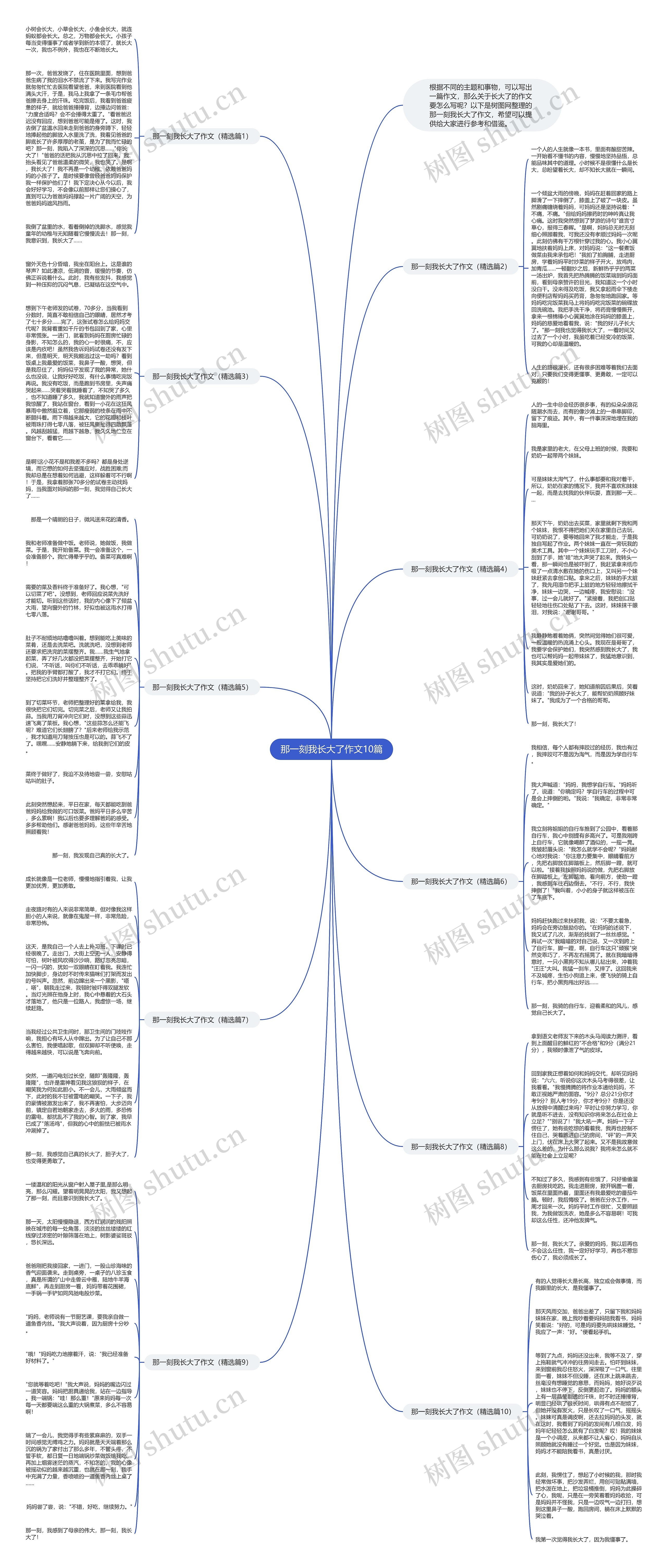 那一刻我长大了作文10篇思维导图
