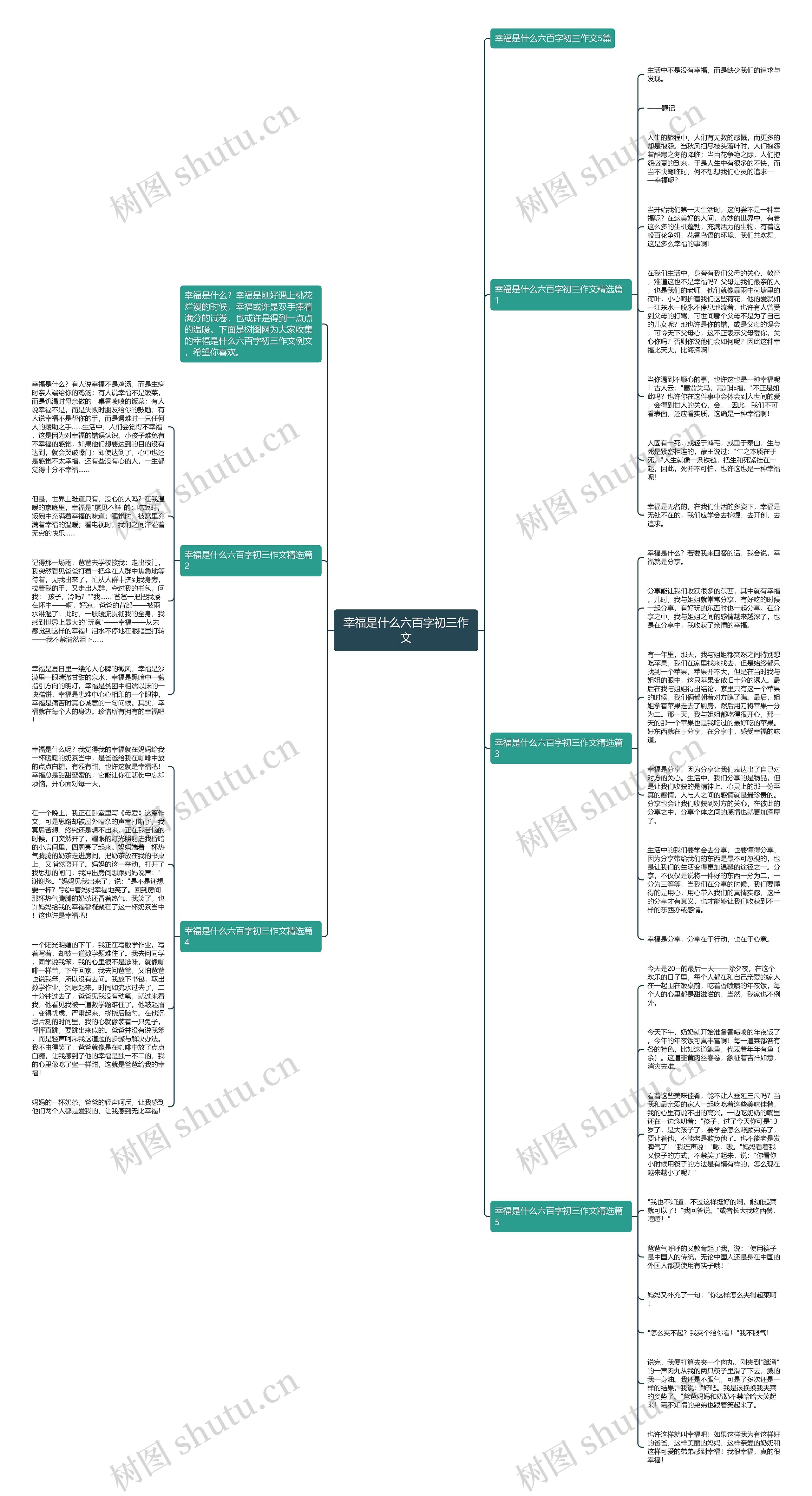 幸福是什么六百字初三作文思维导图
