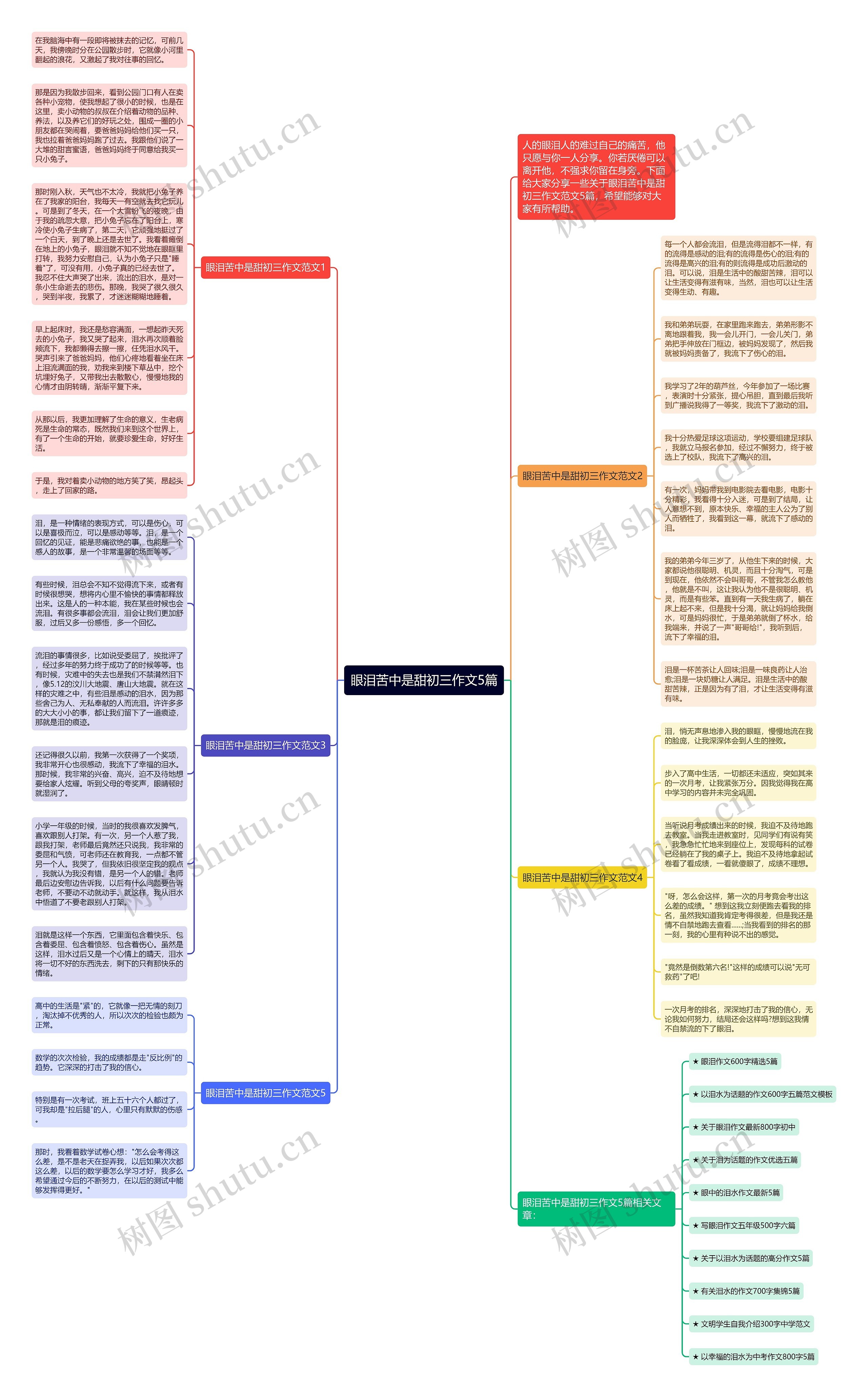 眼泪苦中是甜初三作文5篇思维导图