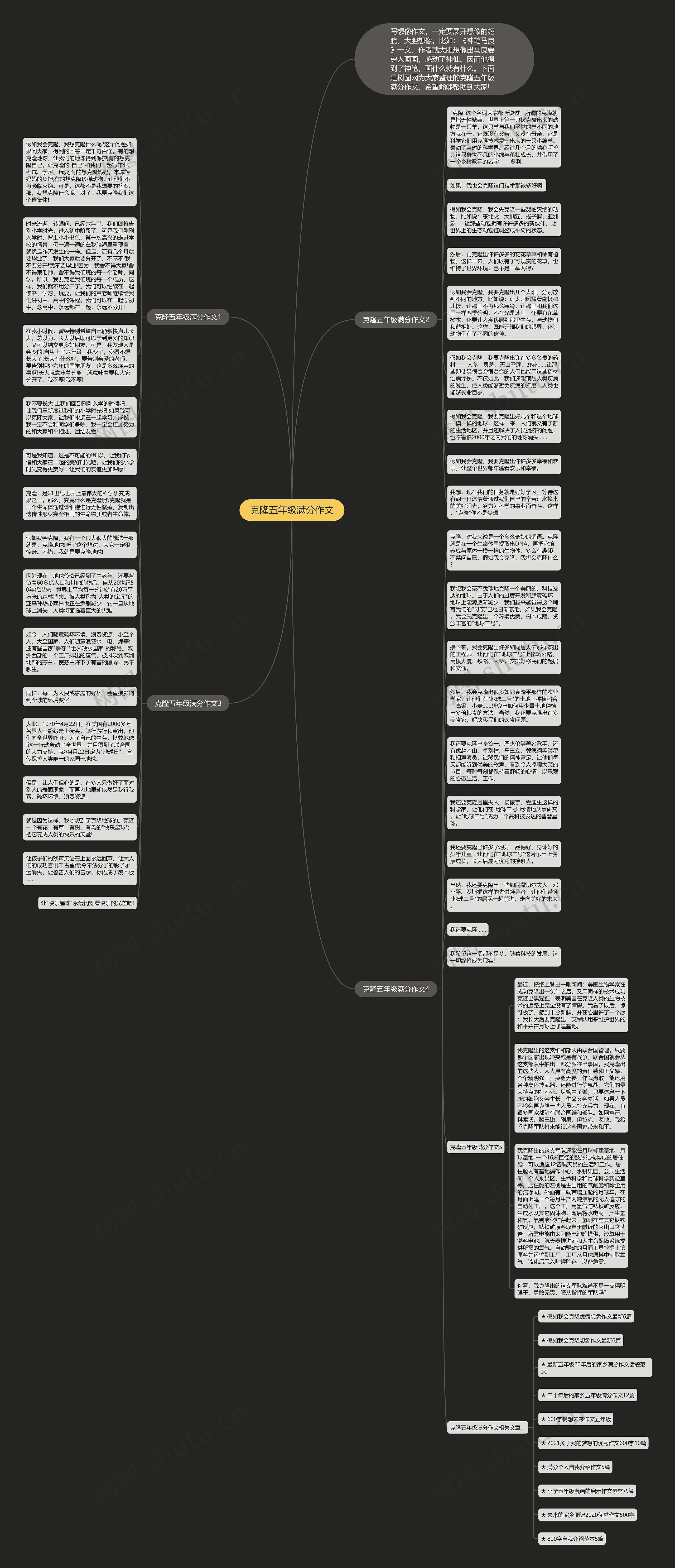 克隆五年级满分作文思维导图
