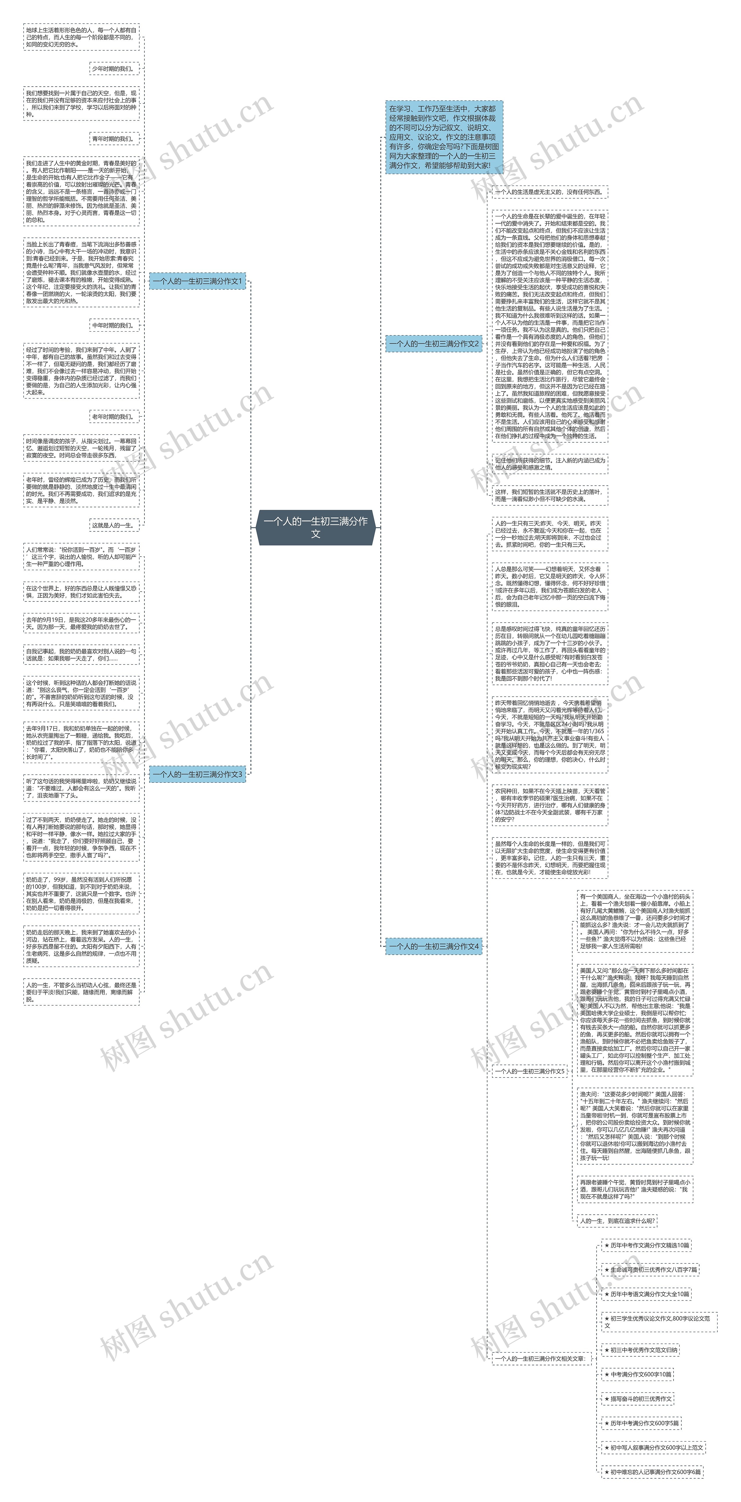 一个人的一生初三满分作文思维导图