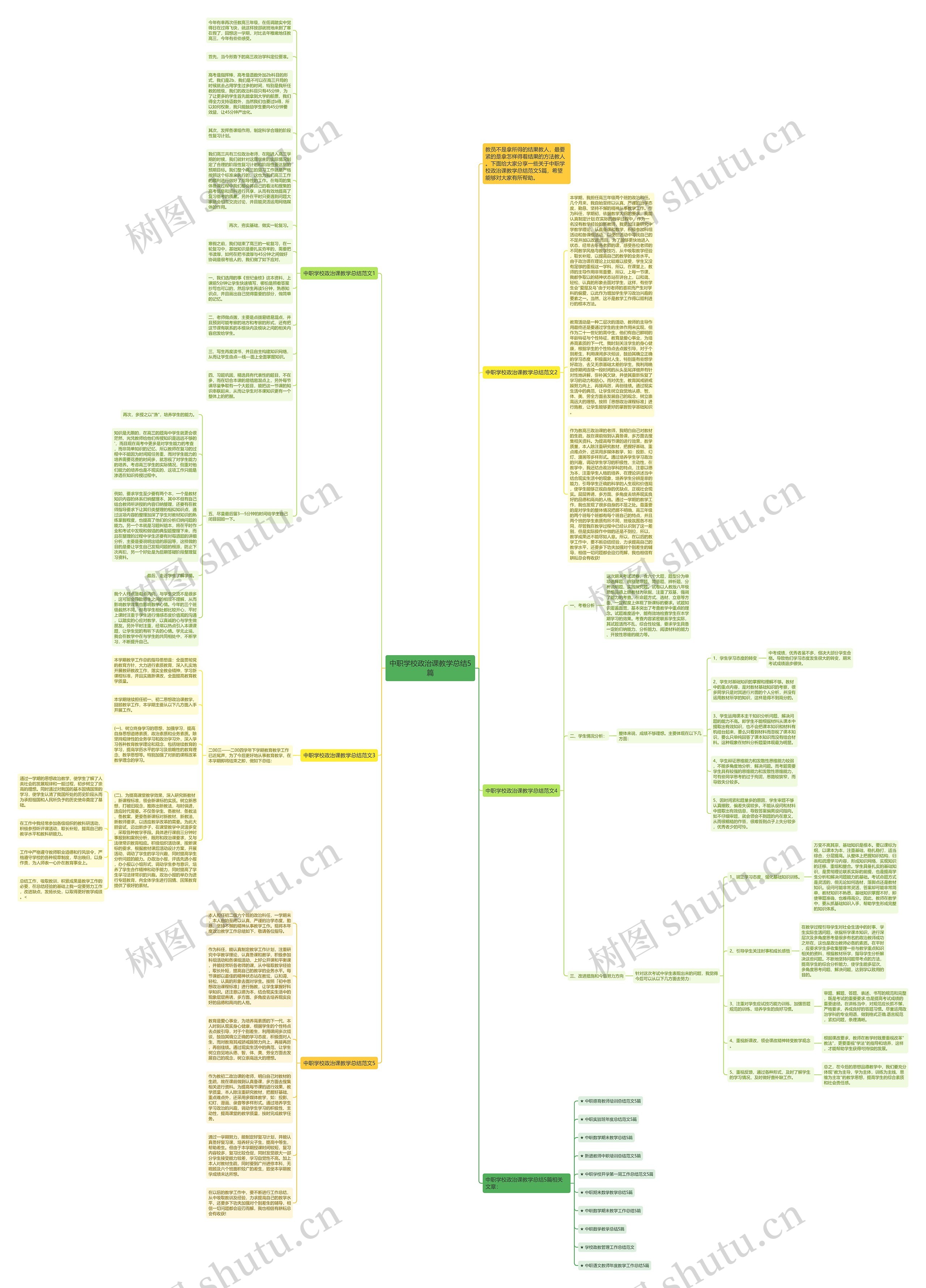 中职学校政治课教学总结5篇思维导图