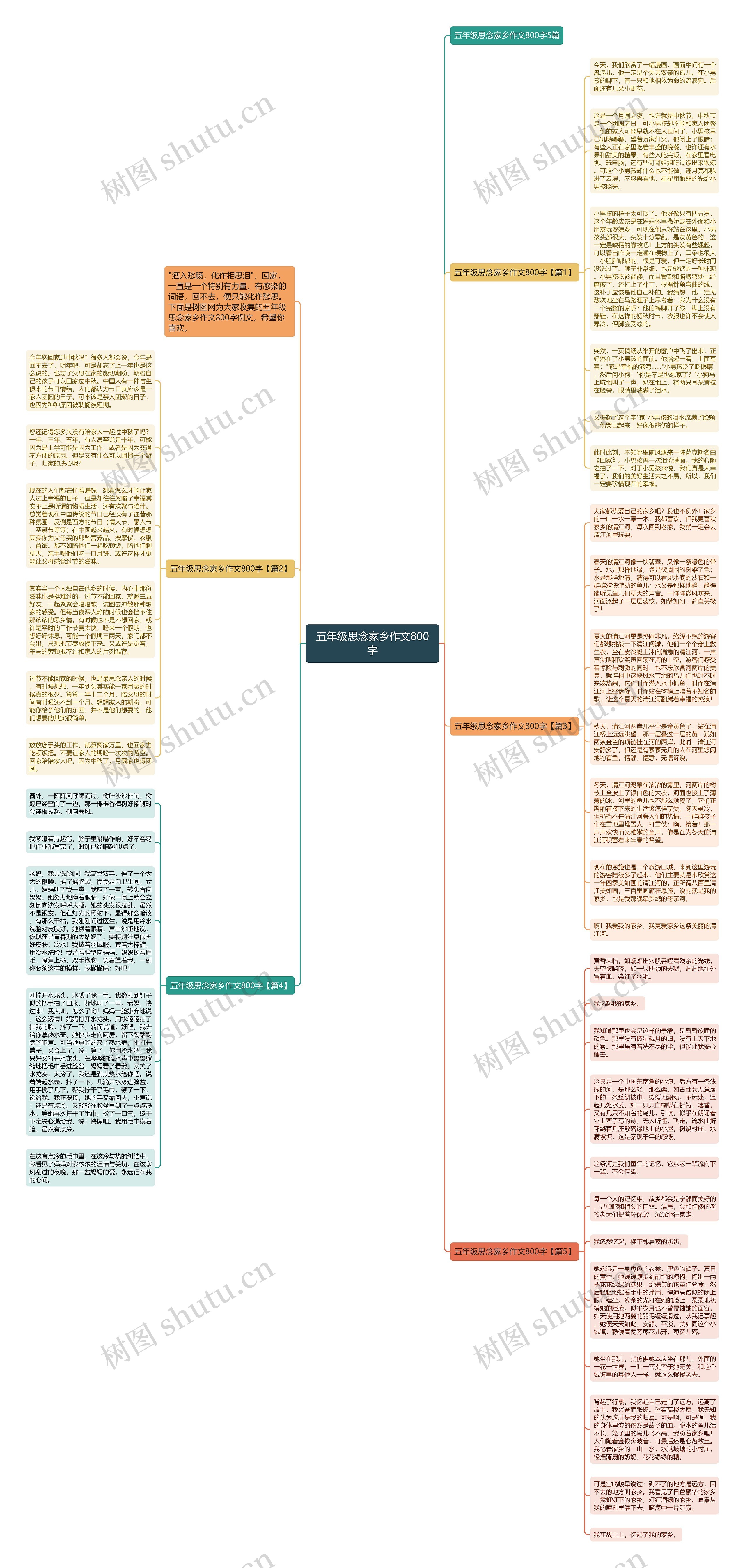 五年级思念家乡作文800字思维导图