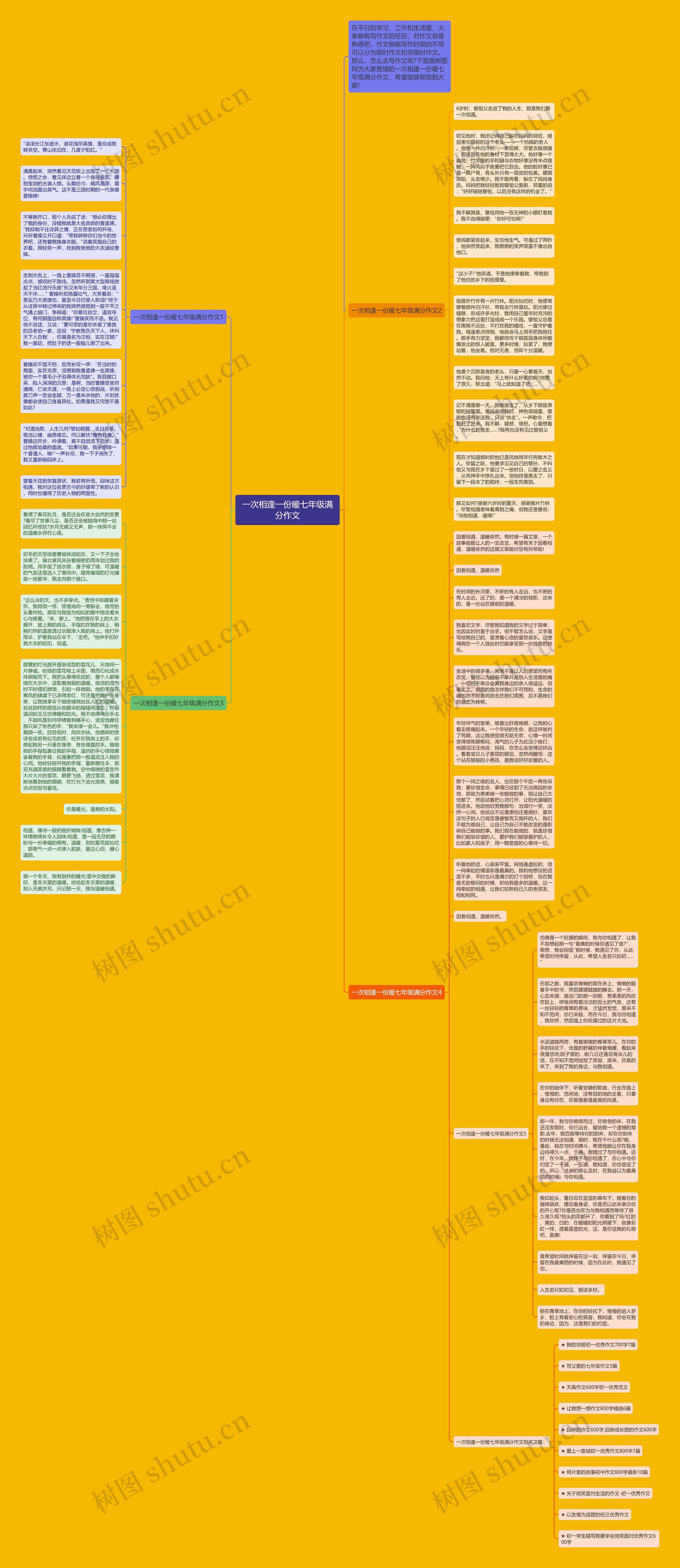 一次相逢一份暖七年级满分作文思维导图