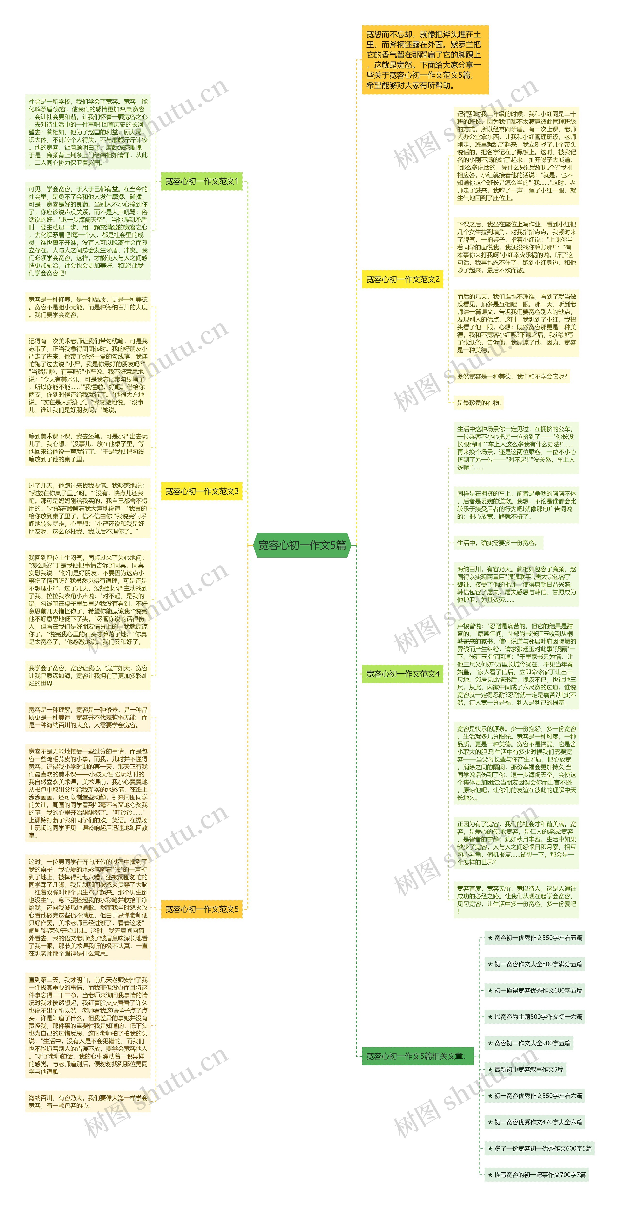 宽容心初一作文5篇思维导图