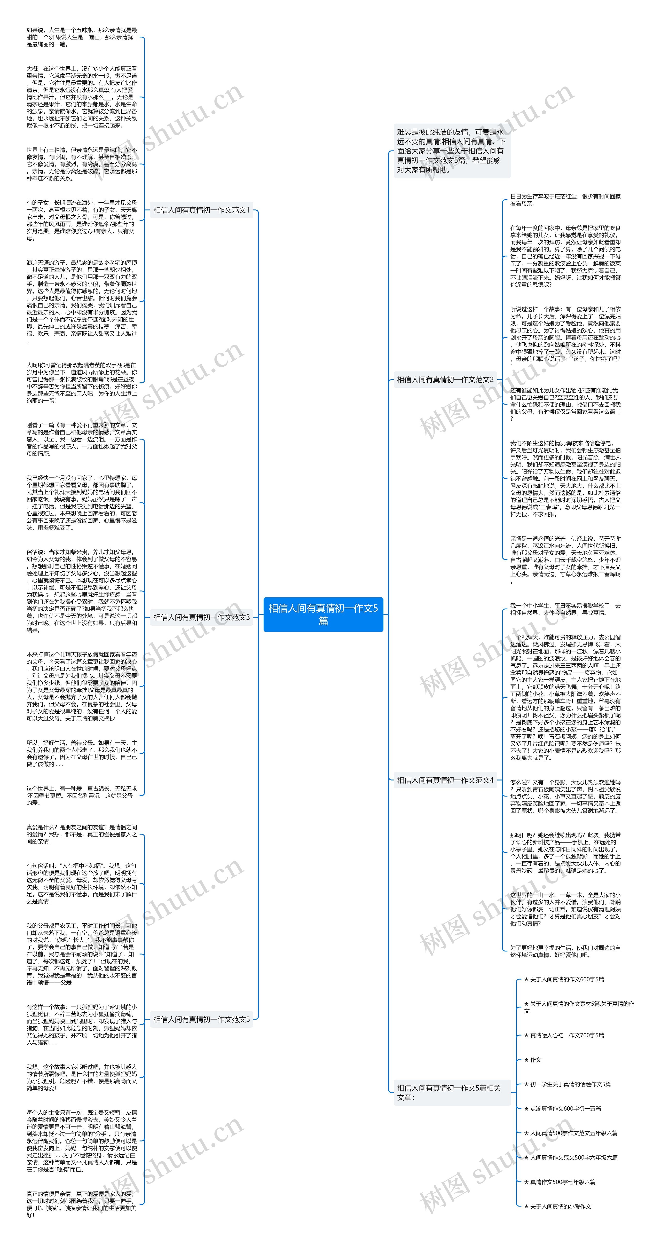 相信人间有真情初一作文5篇思维导图