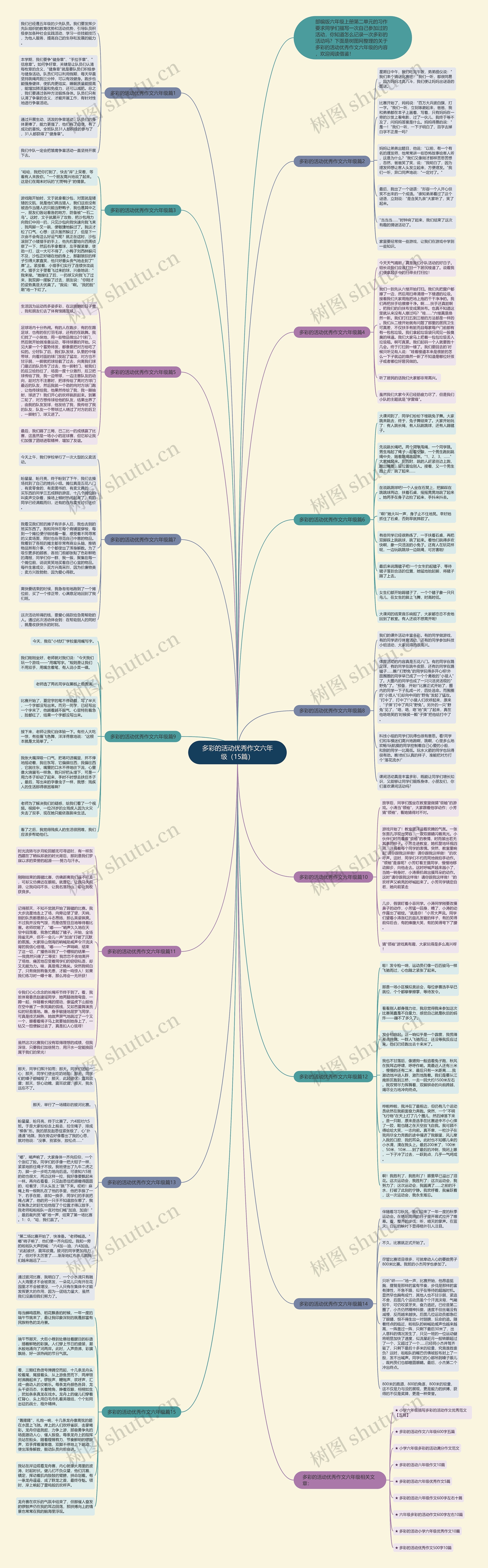 多彩的活动优秀作文六年级（15篇）思维导图