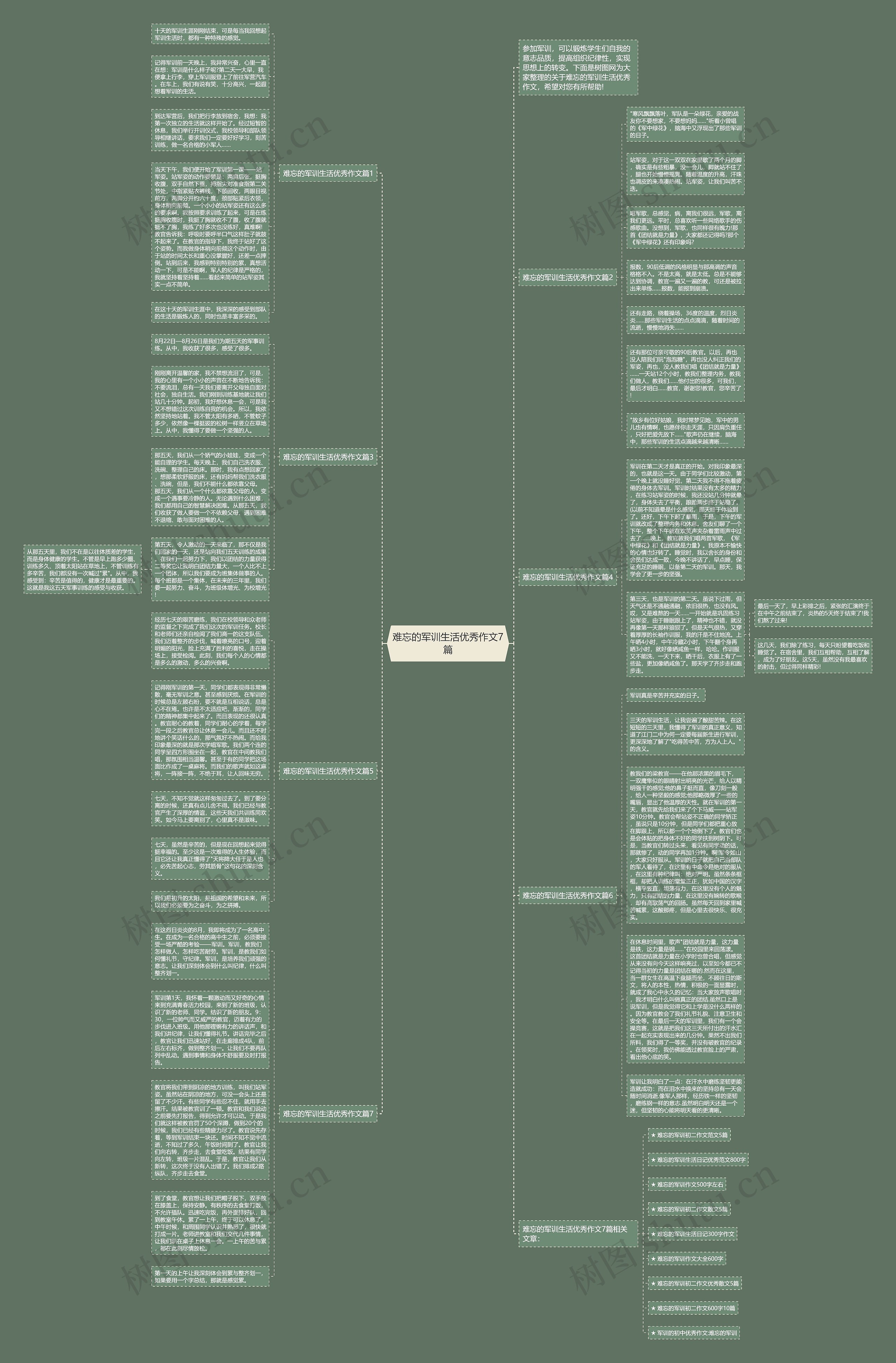 难忘的军训生活优秀作文7篇思维导图