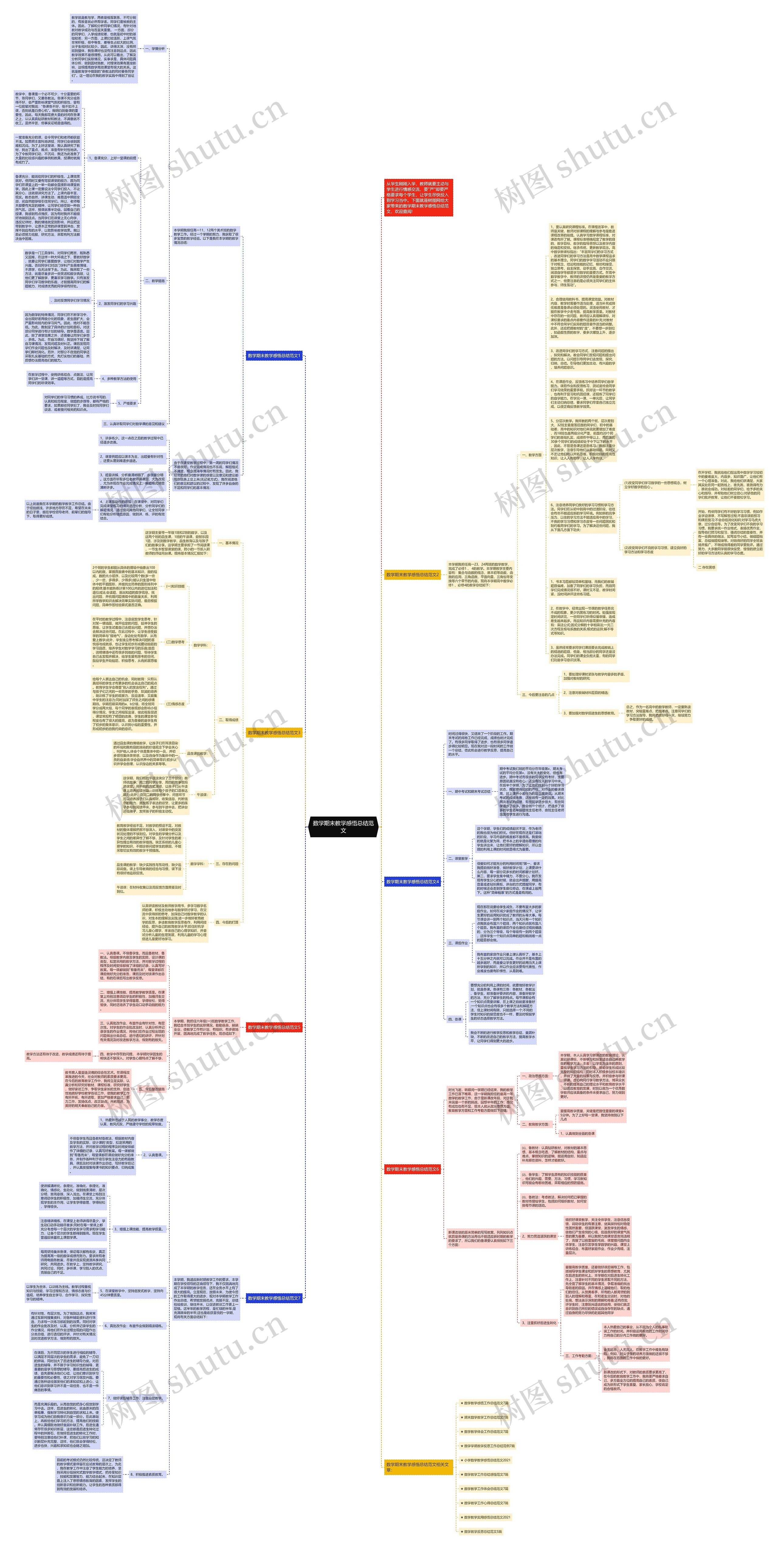 数学期末教学感悟总结范文思维导图