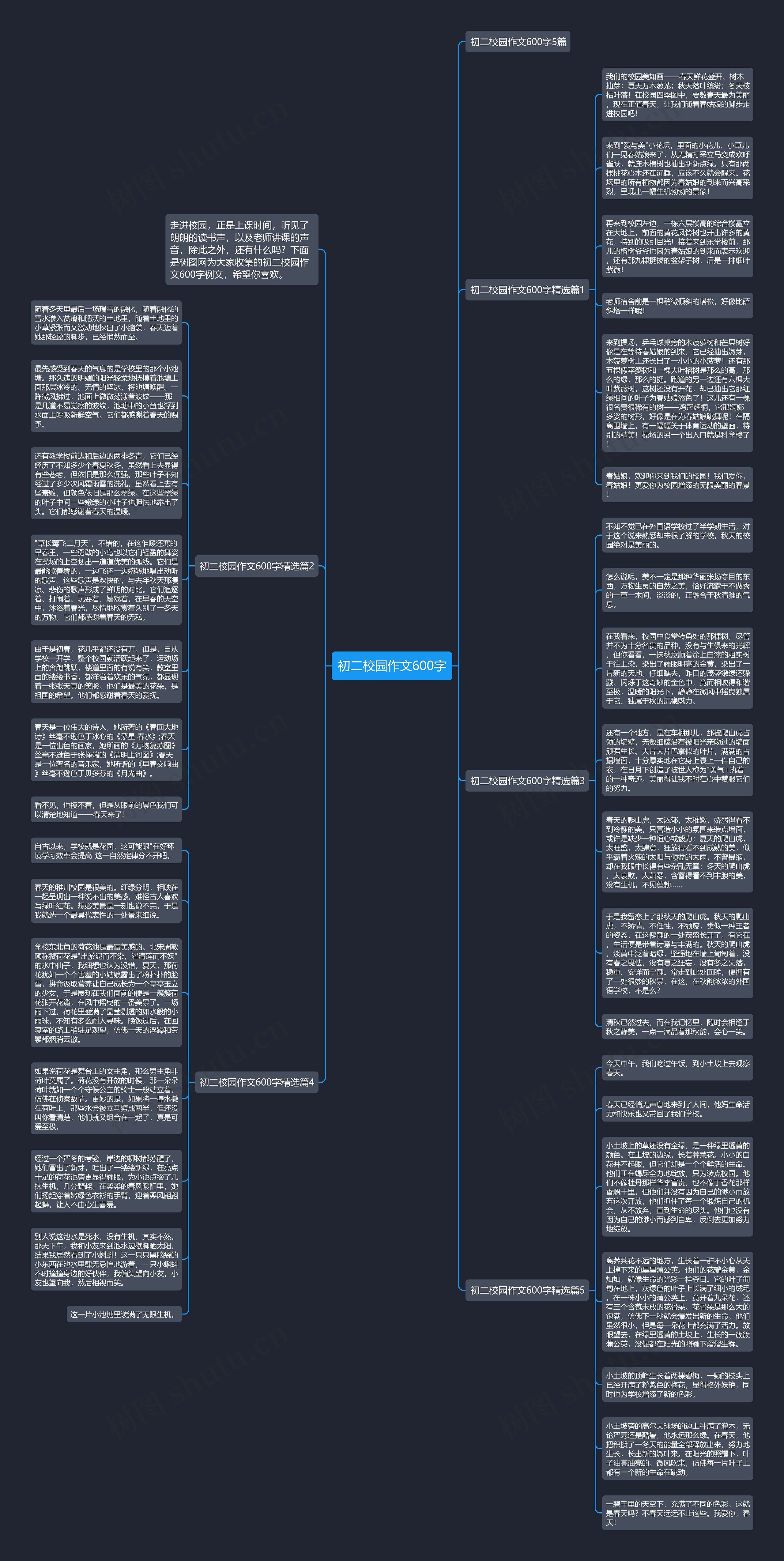 初二校园作文600字思维导图
