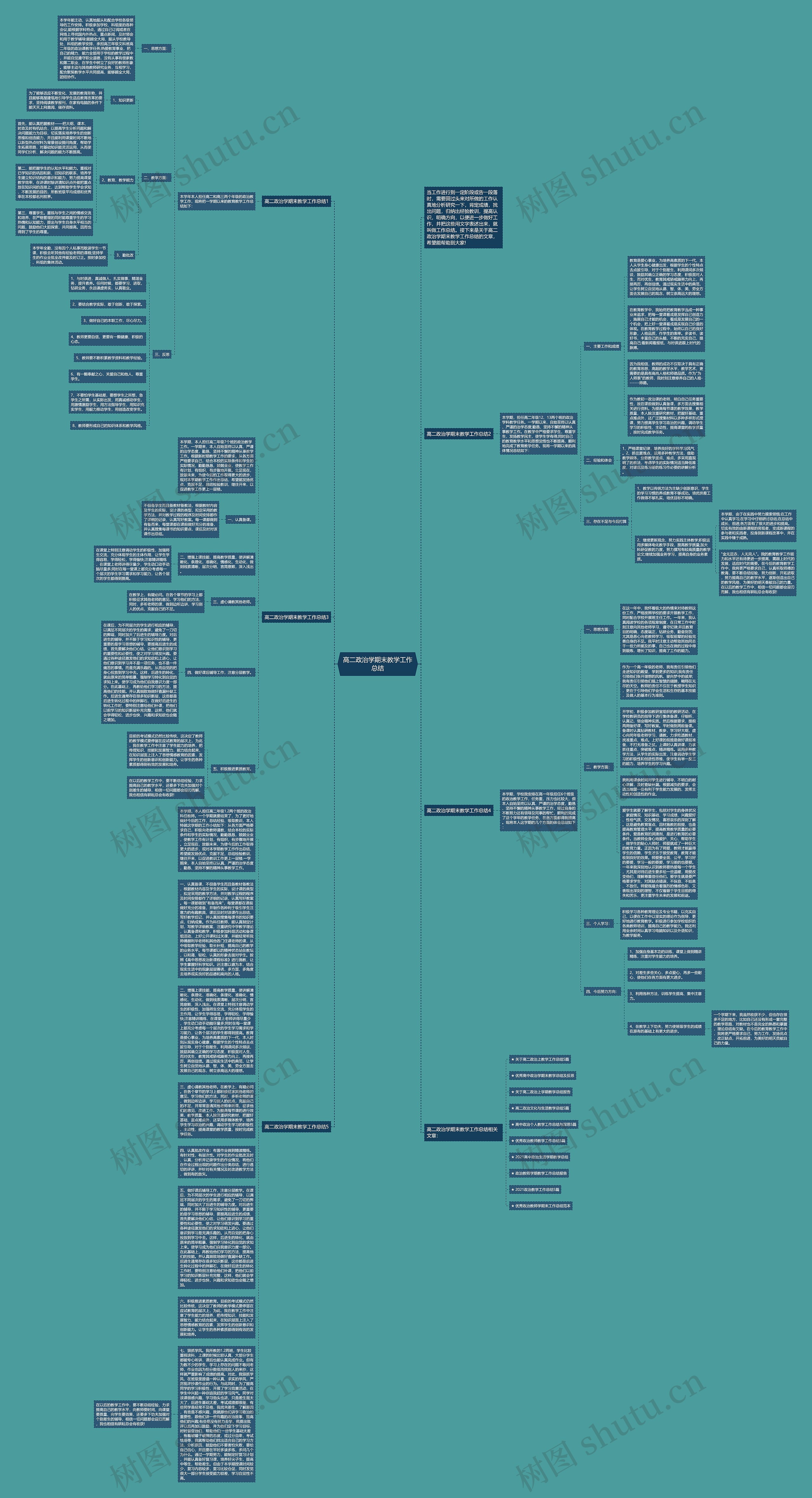 高二政治学期末教学工作总结思维导图