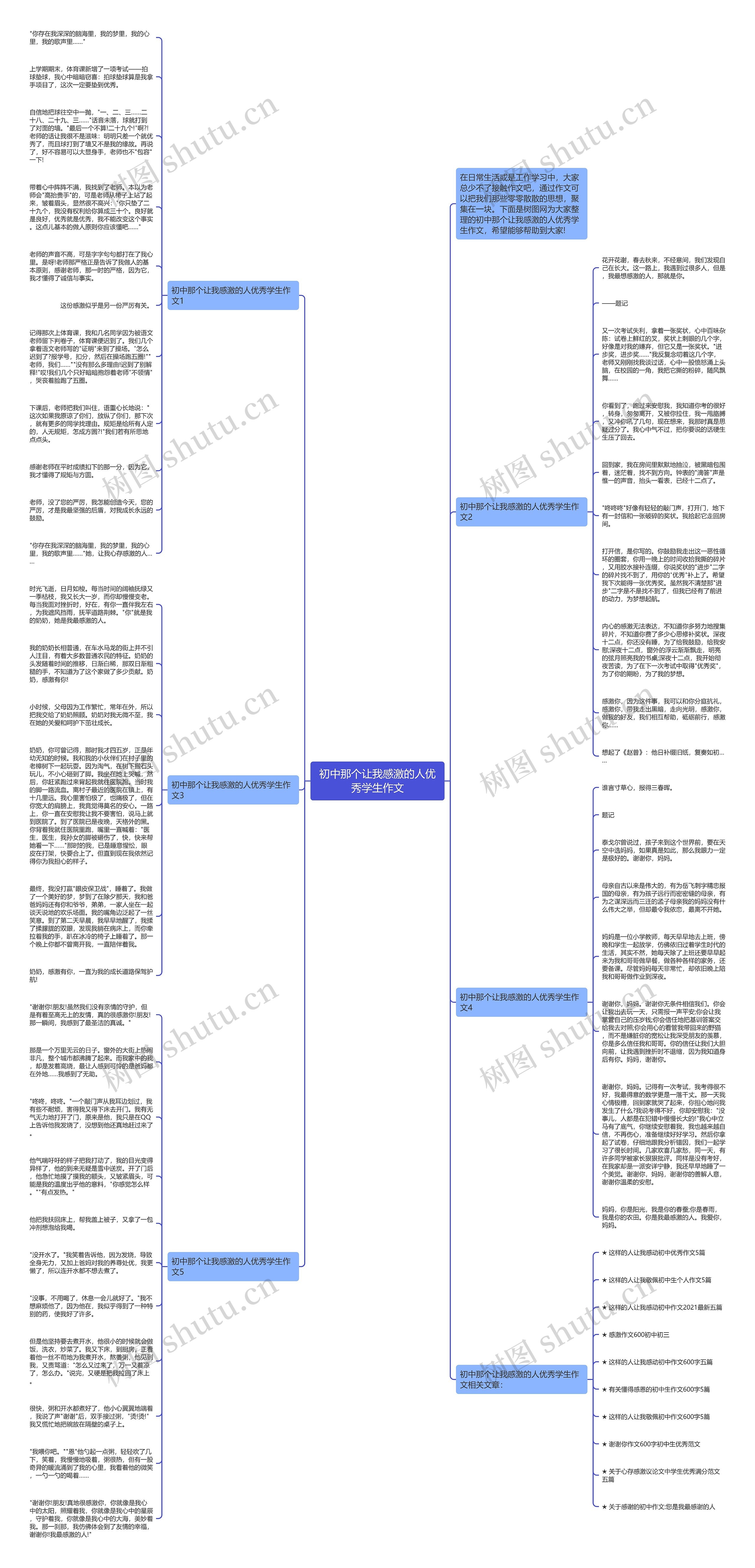 初中那个让我感激的人优秀学生作文思维导图