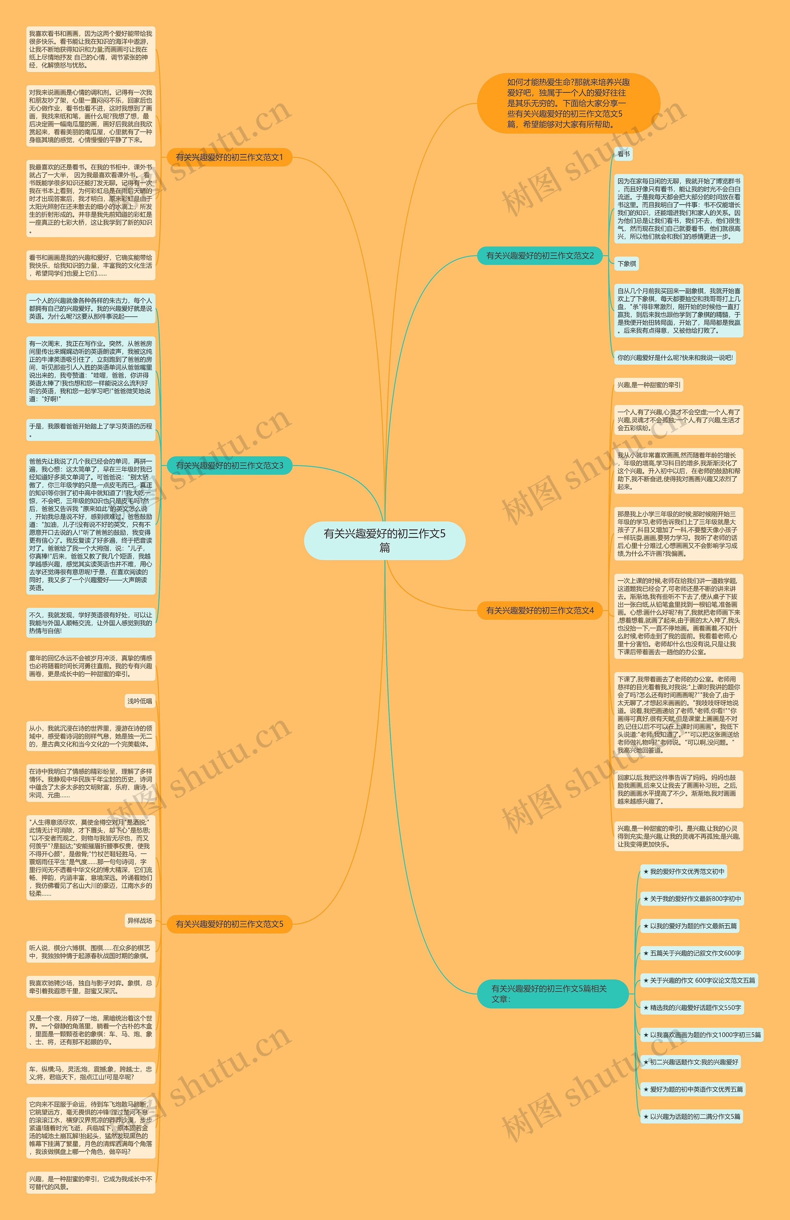 有关兴趣爱好的初三作文5篇思维导图