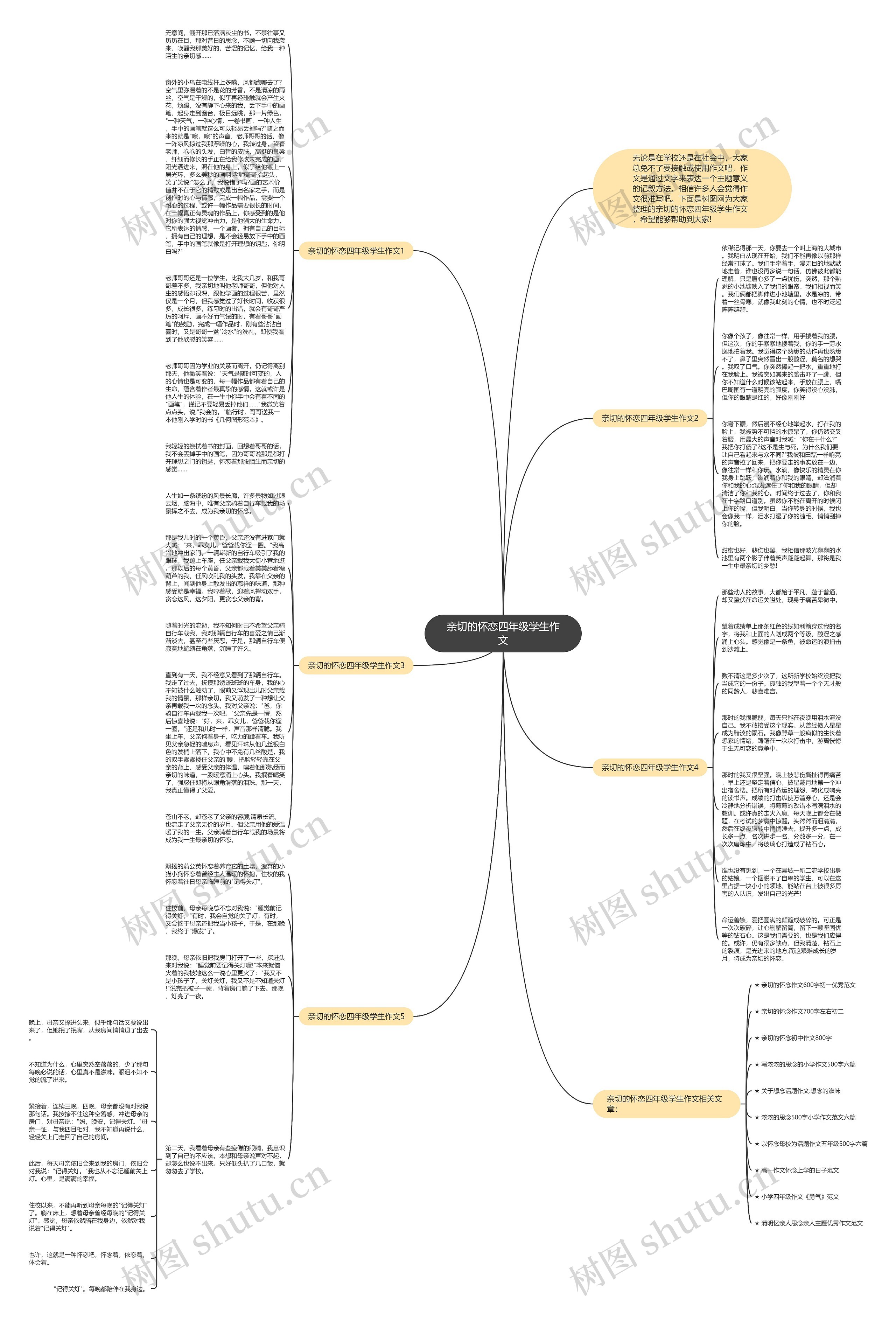 亲切的怀恋四年级学生作文思维导图
