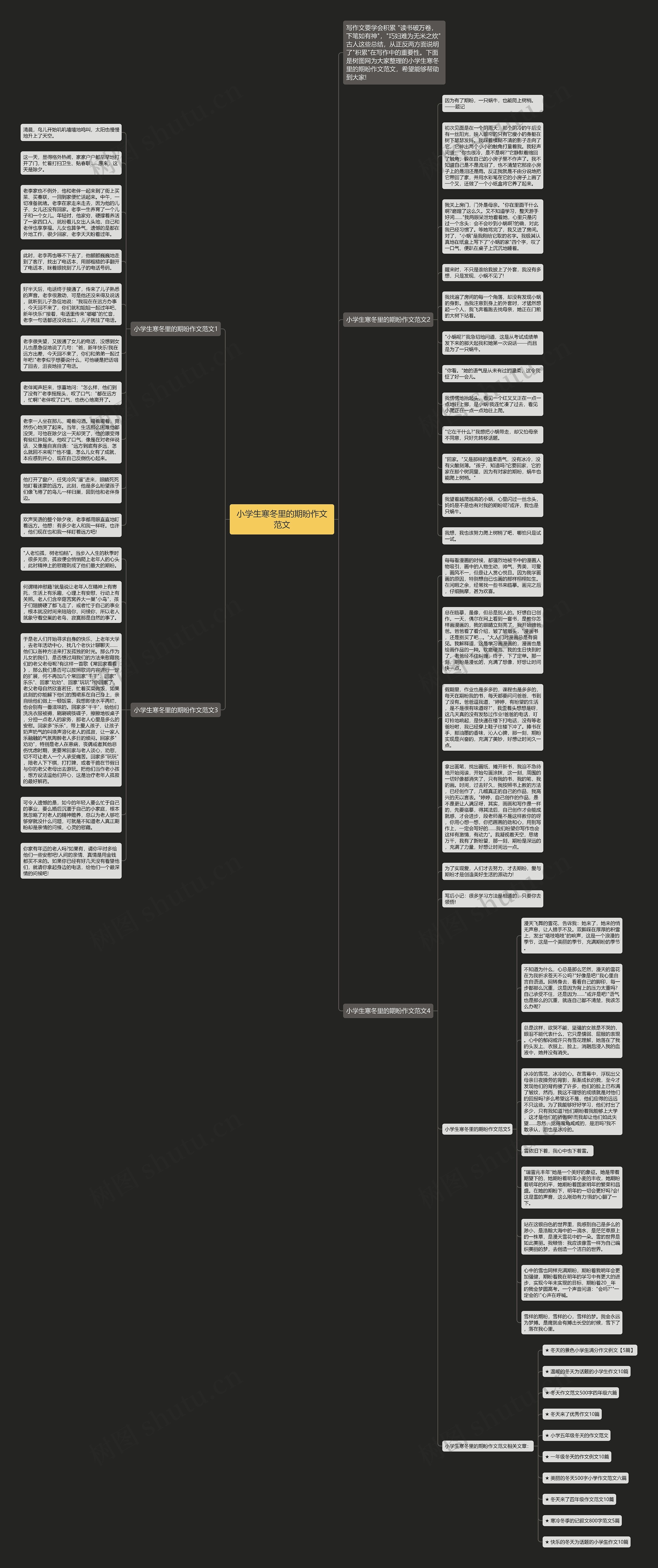 小学生寒冬里的期盼作文范文思维导图